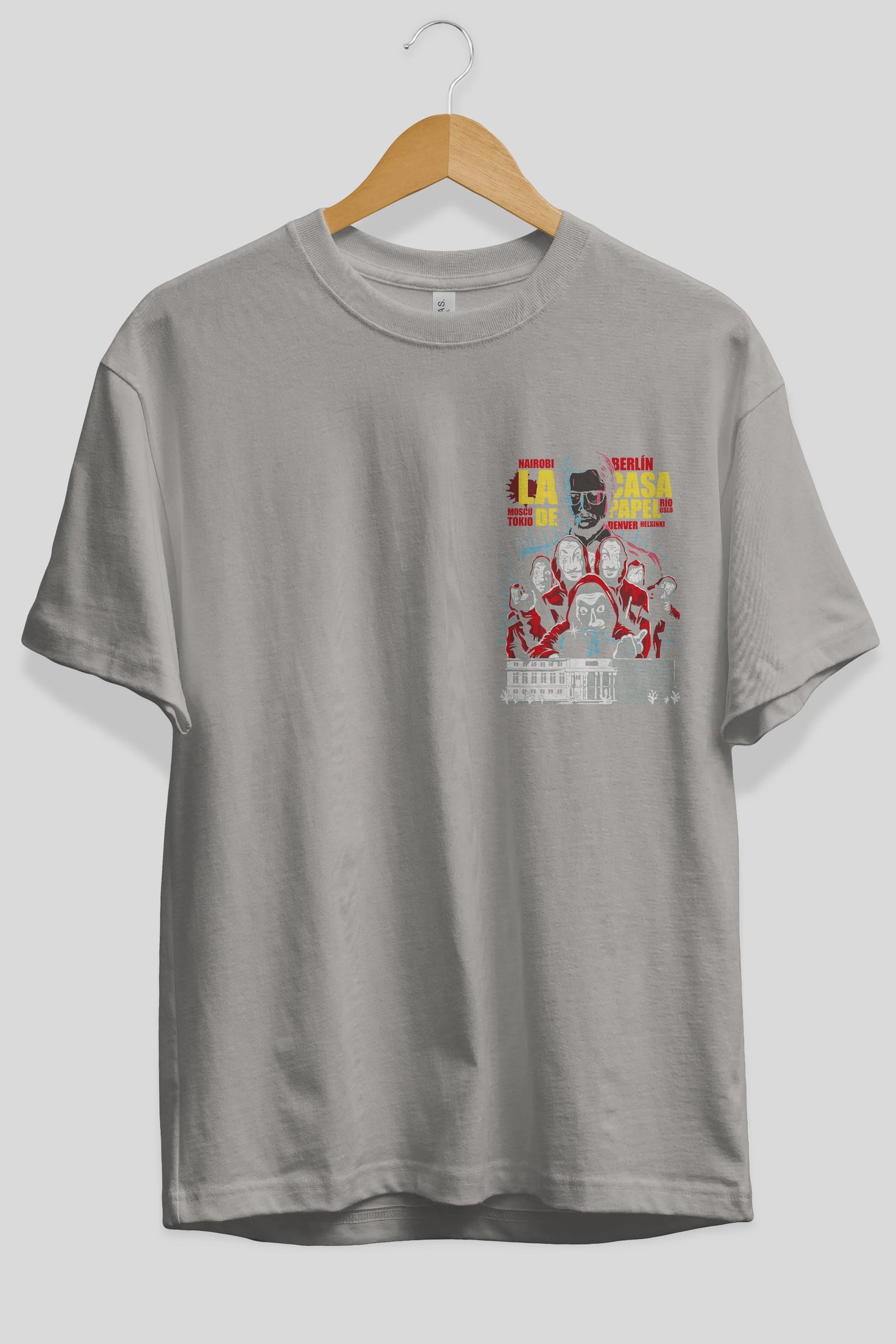 La Casa De Papel (6) Ön Sol Baskılı Oversize t-shirt Erkek Kadın Unisex %100 Pamuk Bisiklet Yaka tişort