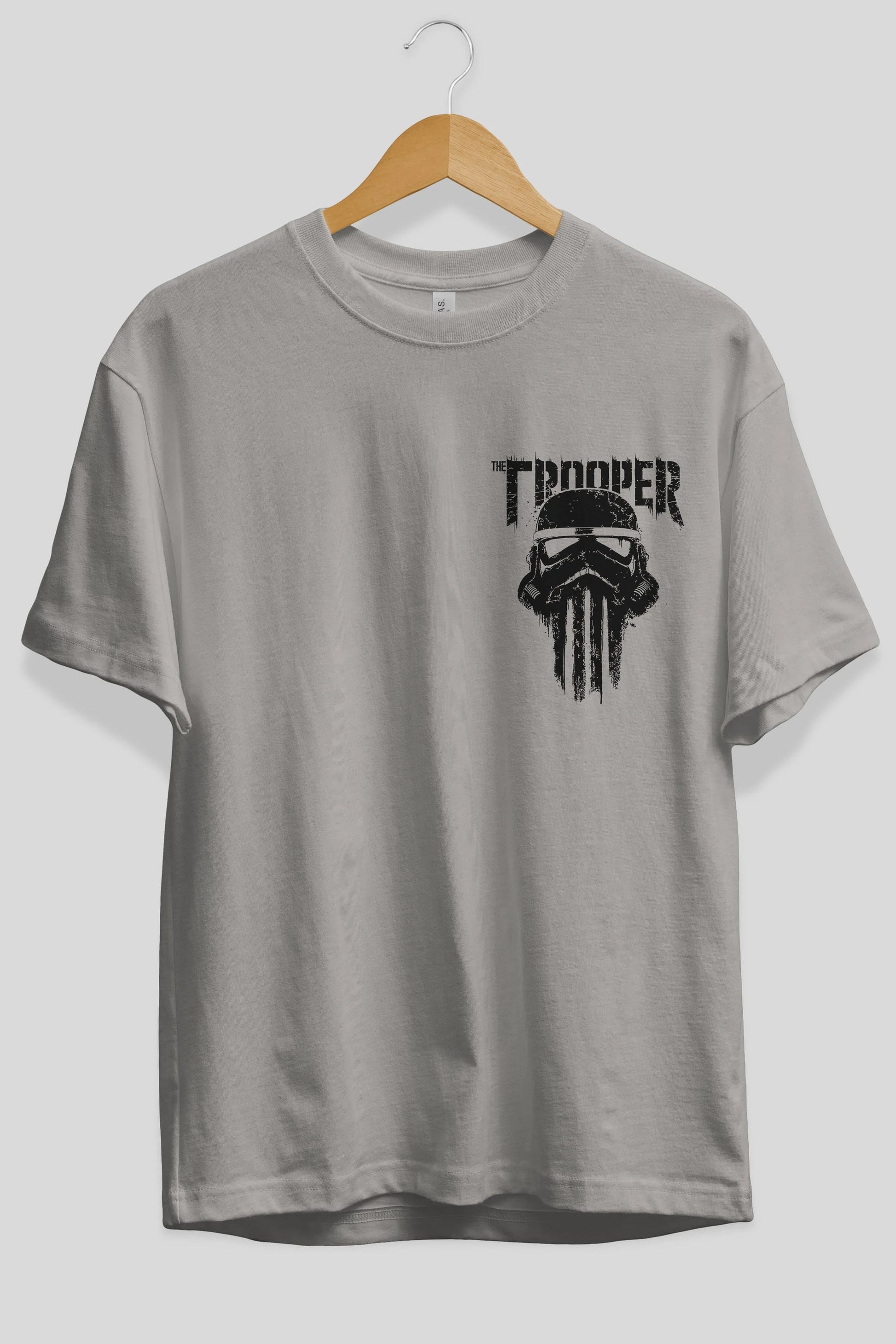 The Trooper Ön Sol Baskılı Oversize t-shirt Erkek Kadın Unisex %100 Pamuk Bisiklet Yaka tişort