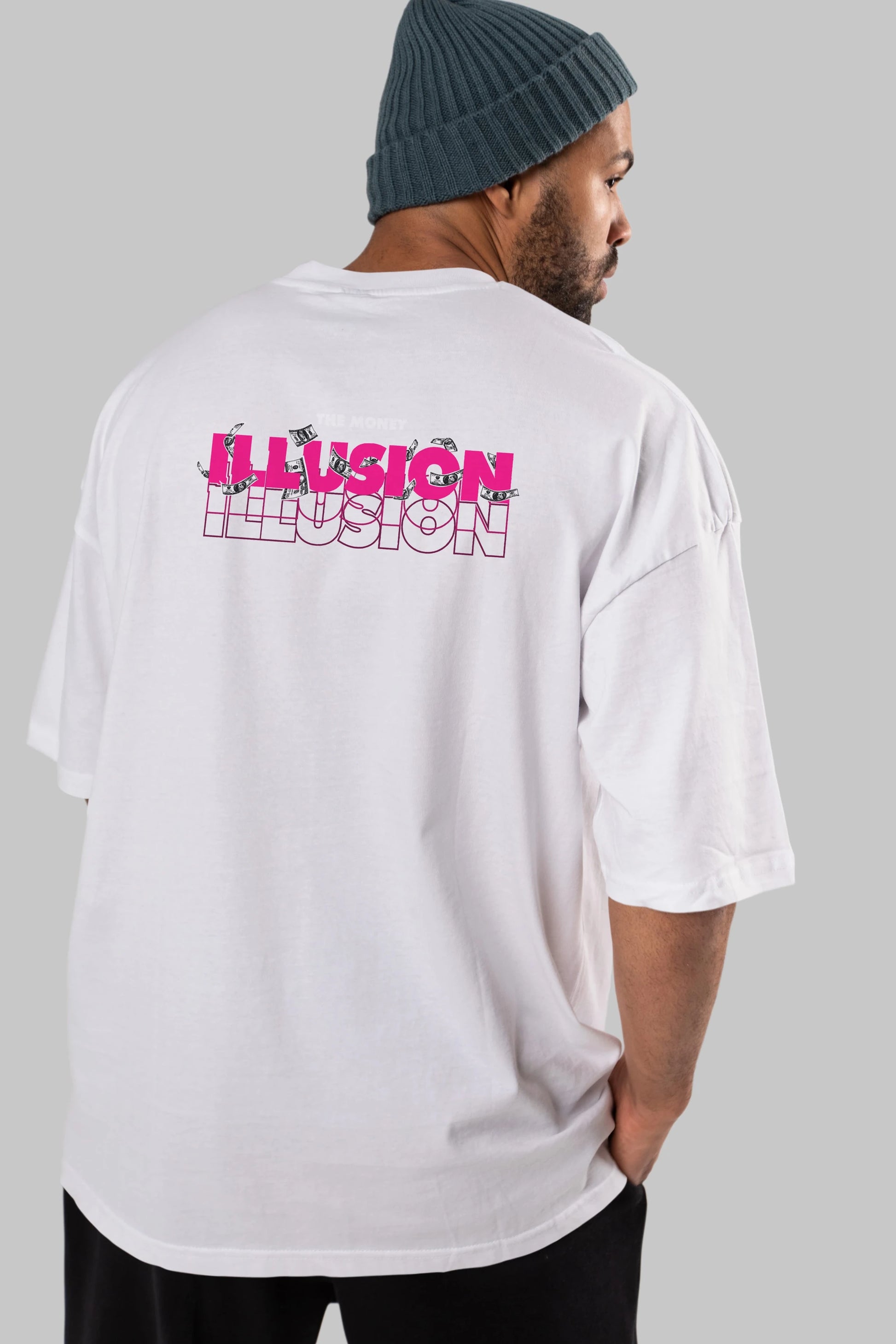 The Money Illusion Arka Baskılı Oversize t-shirt Erkek Kadın Unisex