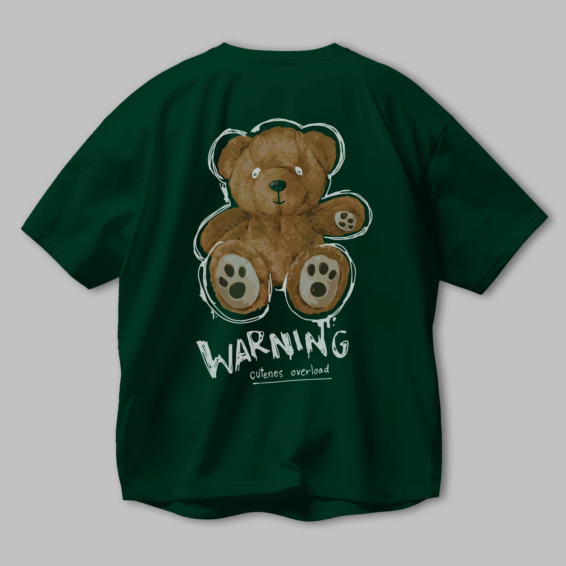 Warning Cuteness Bear Arka Baskılı Oversize t-shirt Erkek Kadın Unisex