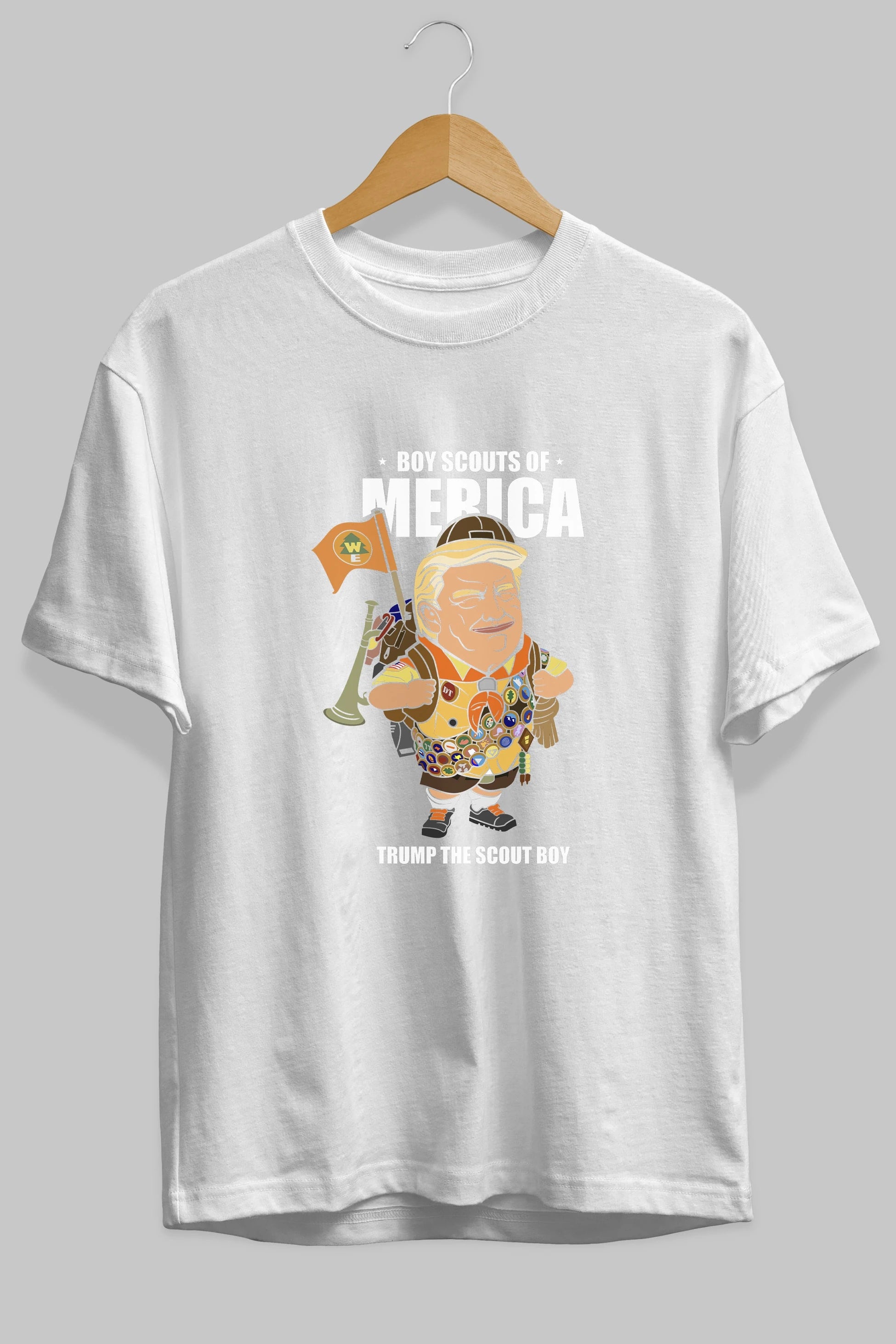 Trump Scout Boy Ön Baskılı Oversize t-shirt Erkek Kadın Unisex %100 Pamuk tişort