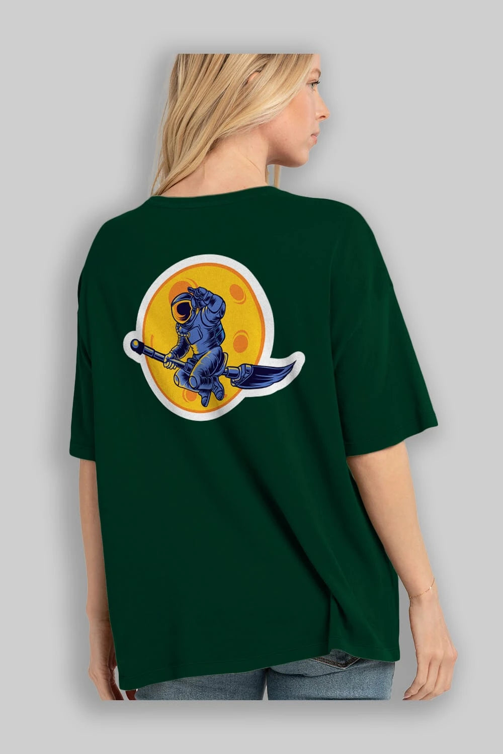 Space Witch Sticker Arka Baskılı Oversize t-shirt Erkek Kadın Unisex