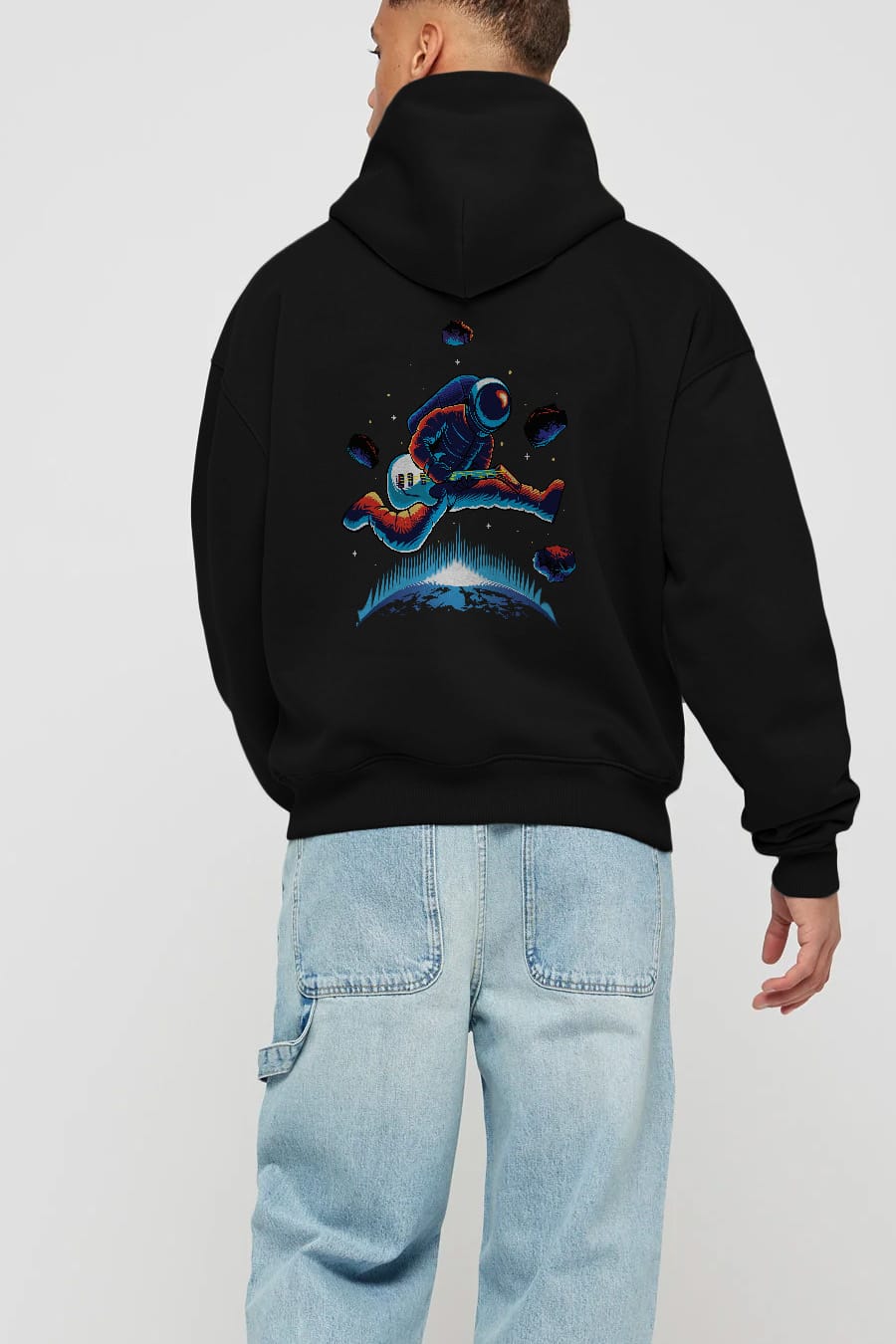 Astroguitar Arka Baskılı Hoodie Oversize Kapüşonlu Sweatshirt Erkek Kadın Unisex