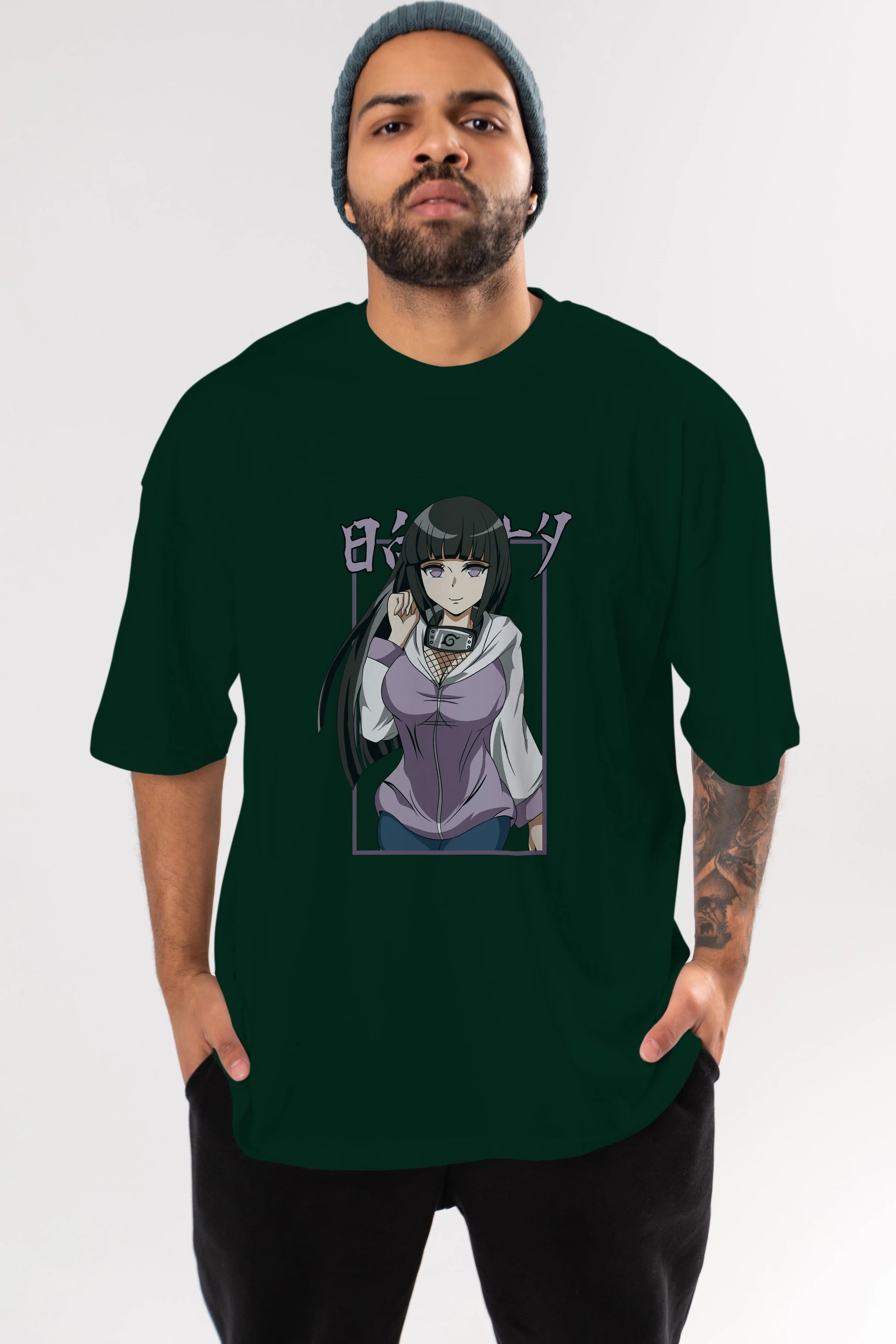 Hinata NARUTO Anime Ön Baskılı Oversize t-shirt %100 pamuk Erkek Kadın Unisex