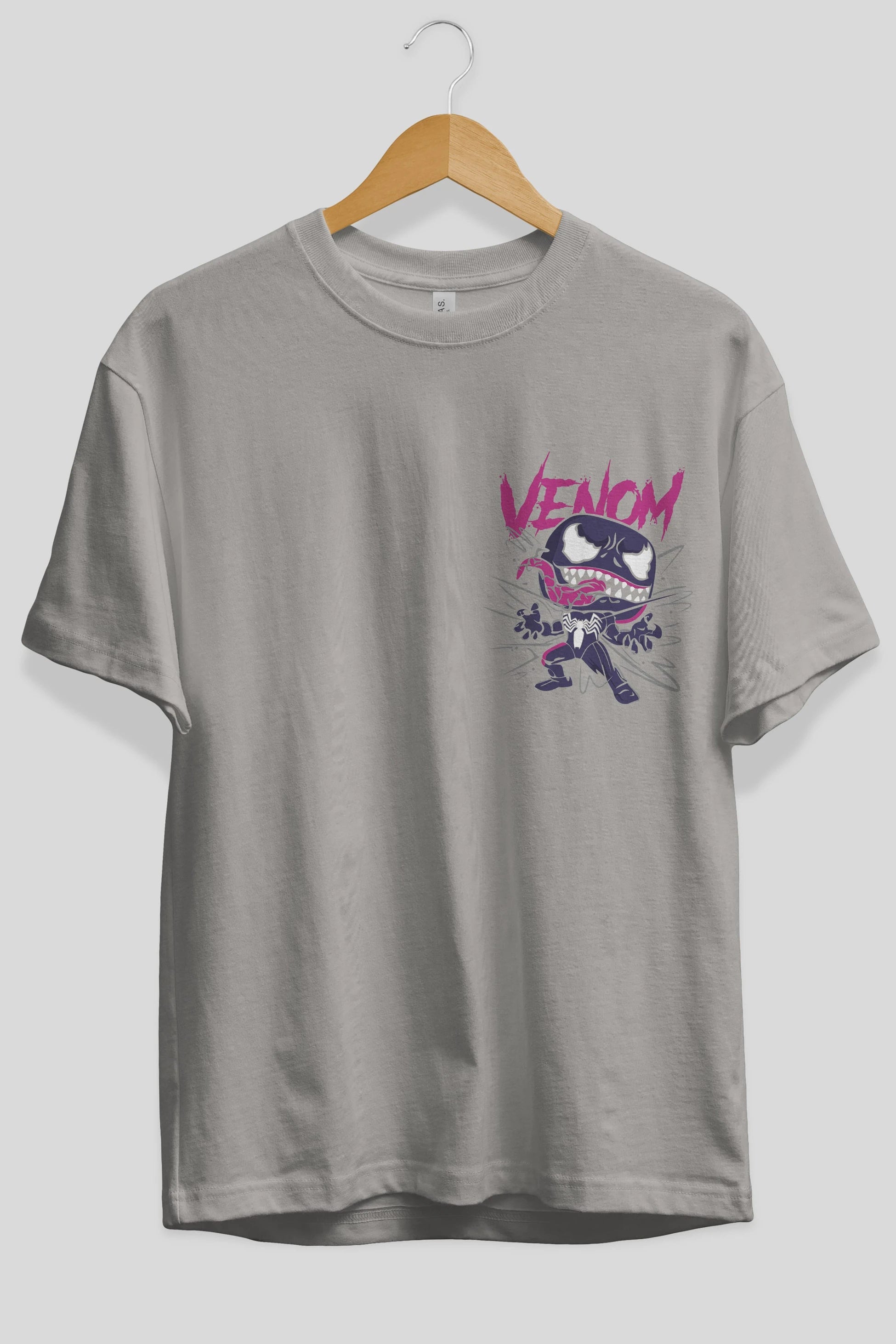 Venom (20) Ön Sol Baskılı Oversize t-shirt Erkek Kadın Unisex %100 Pamuk Bisiklet Yaka tişort