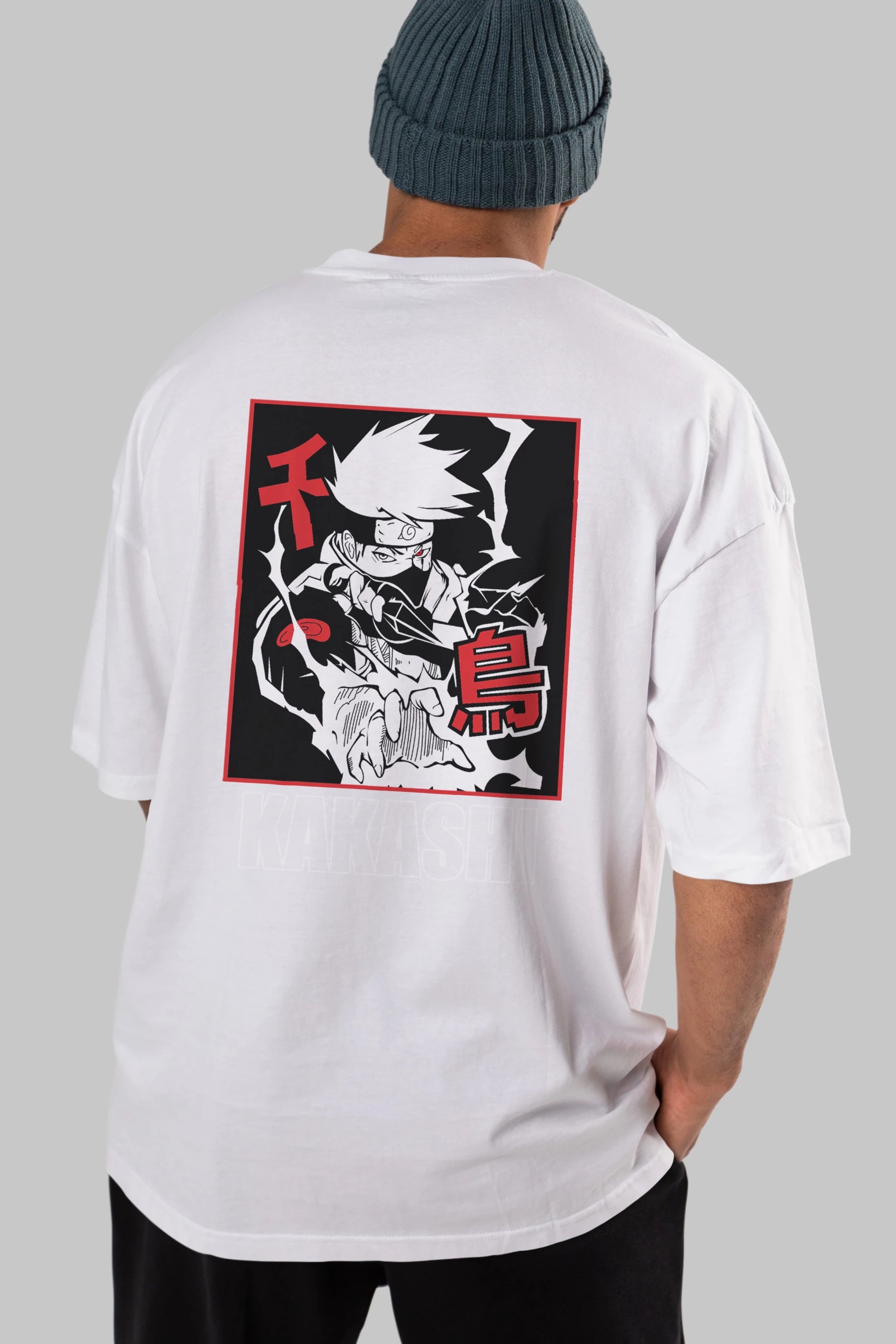 KAKASHI HATAKE NARUTO Anime Arka Baskılı Oversize t-shirt Erkek Kadın Unisex