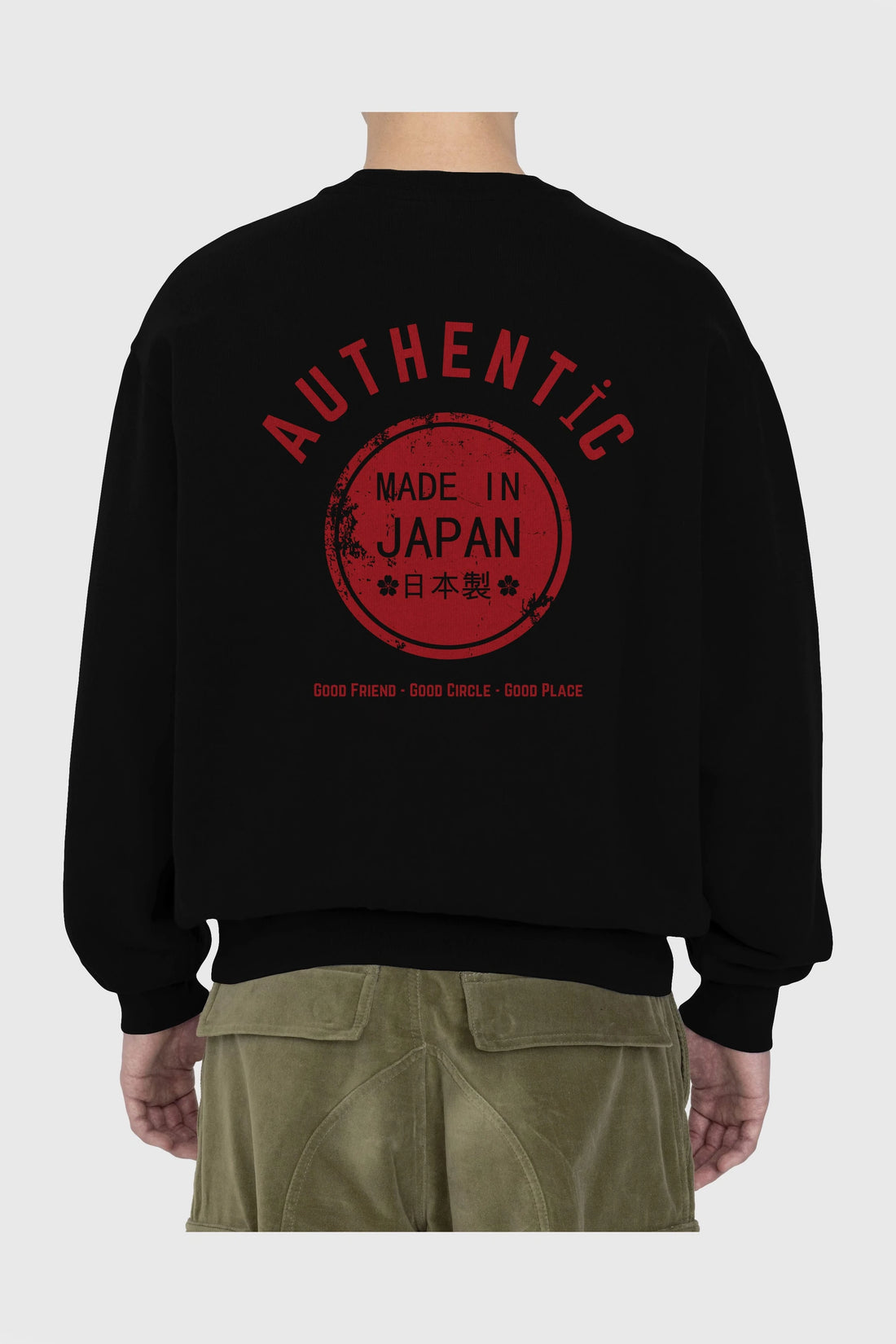 Authentic Japan Style Arka Baskılı Oversize Sweatshirt Erkek Kadın Unisex