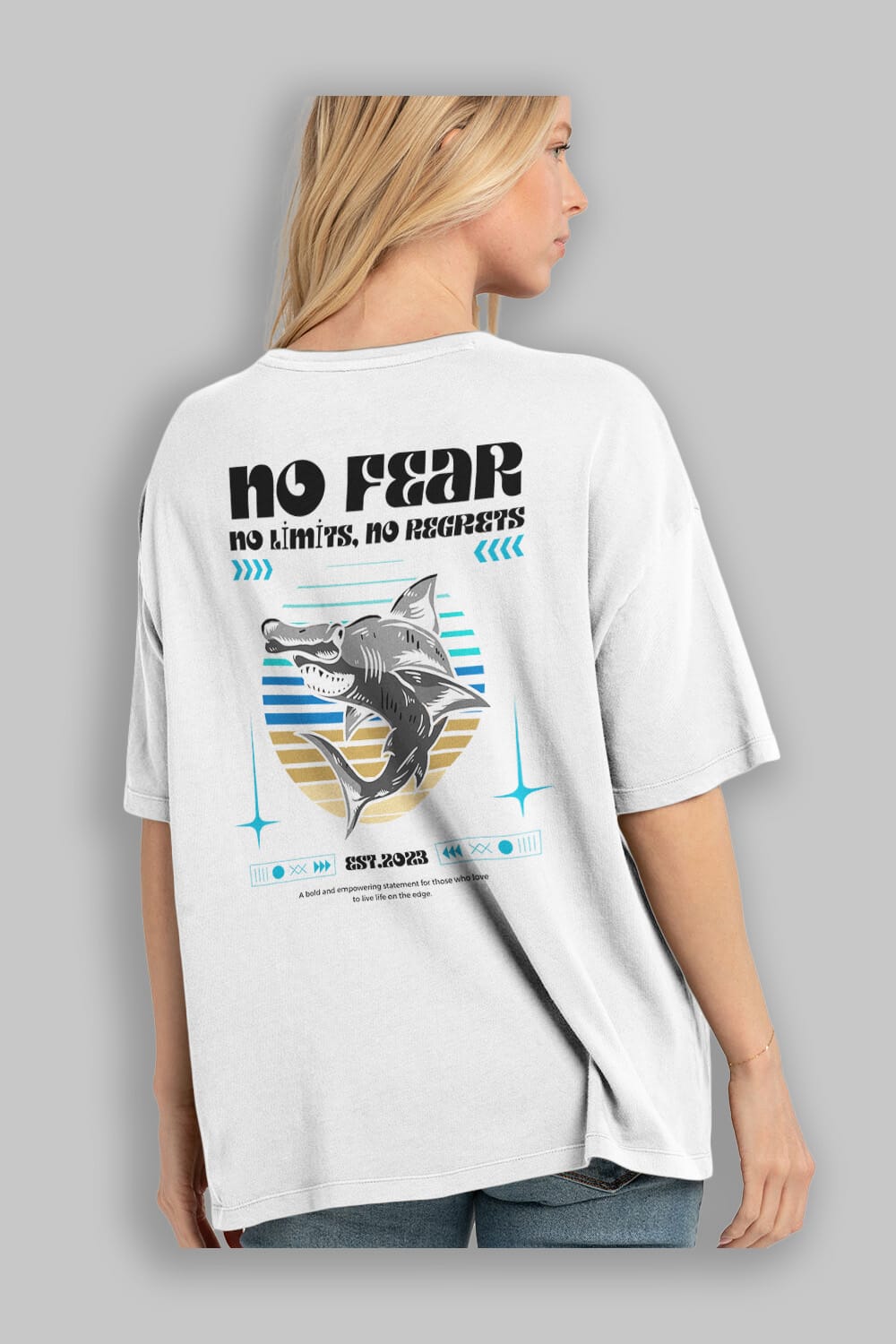 No Fear Yazılı Arka Baskılı Oversize t-shirt Erkek Kadın Unisex