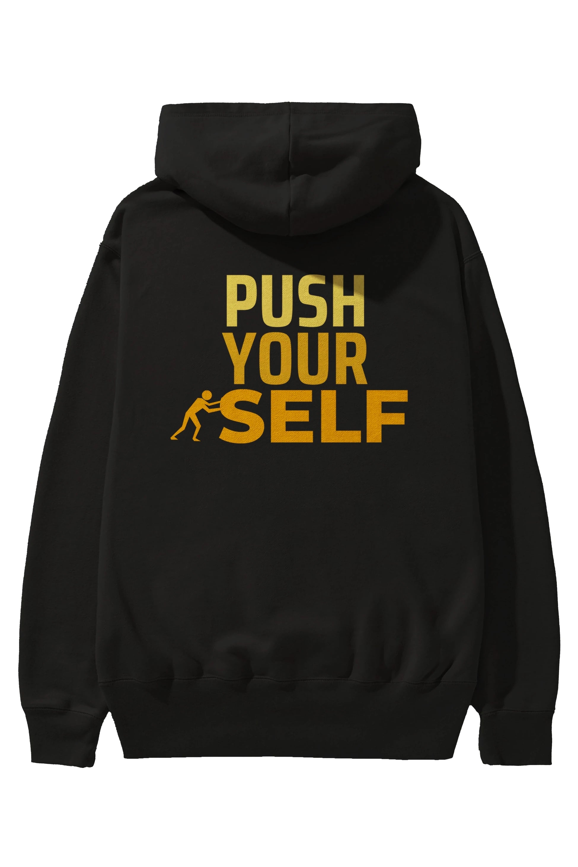 Push Yourself Yazılı Arka Baskılı Oversize Hoodie Kapüşonlu Sweatshirt Erkek Kadın Unisex