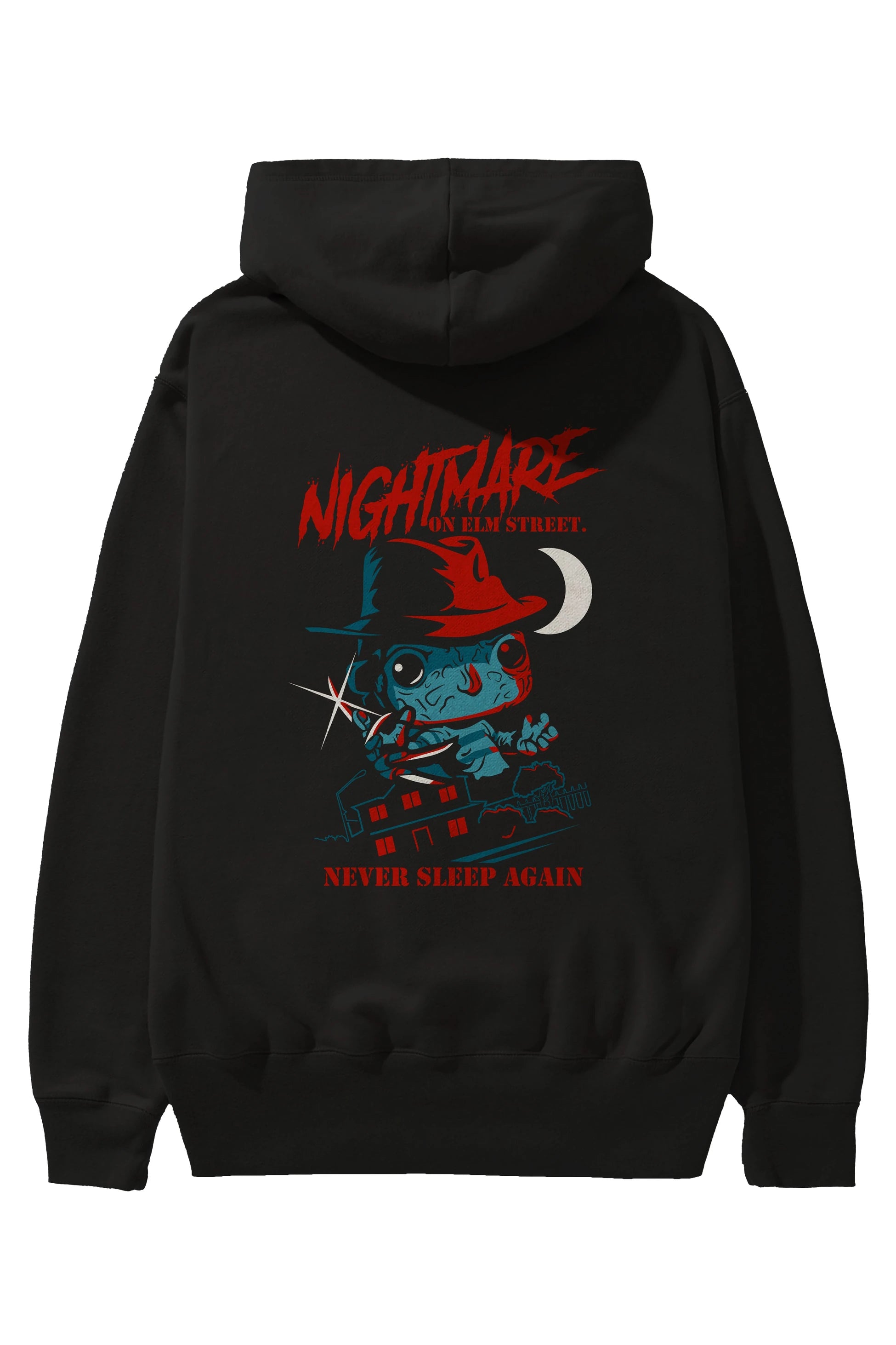Nightmare Elm Sokağı Arka Baskılı Hoodie Oversize Kapüşonlu Sweatshirt Erkek Kadın Unisex