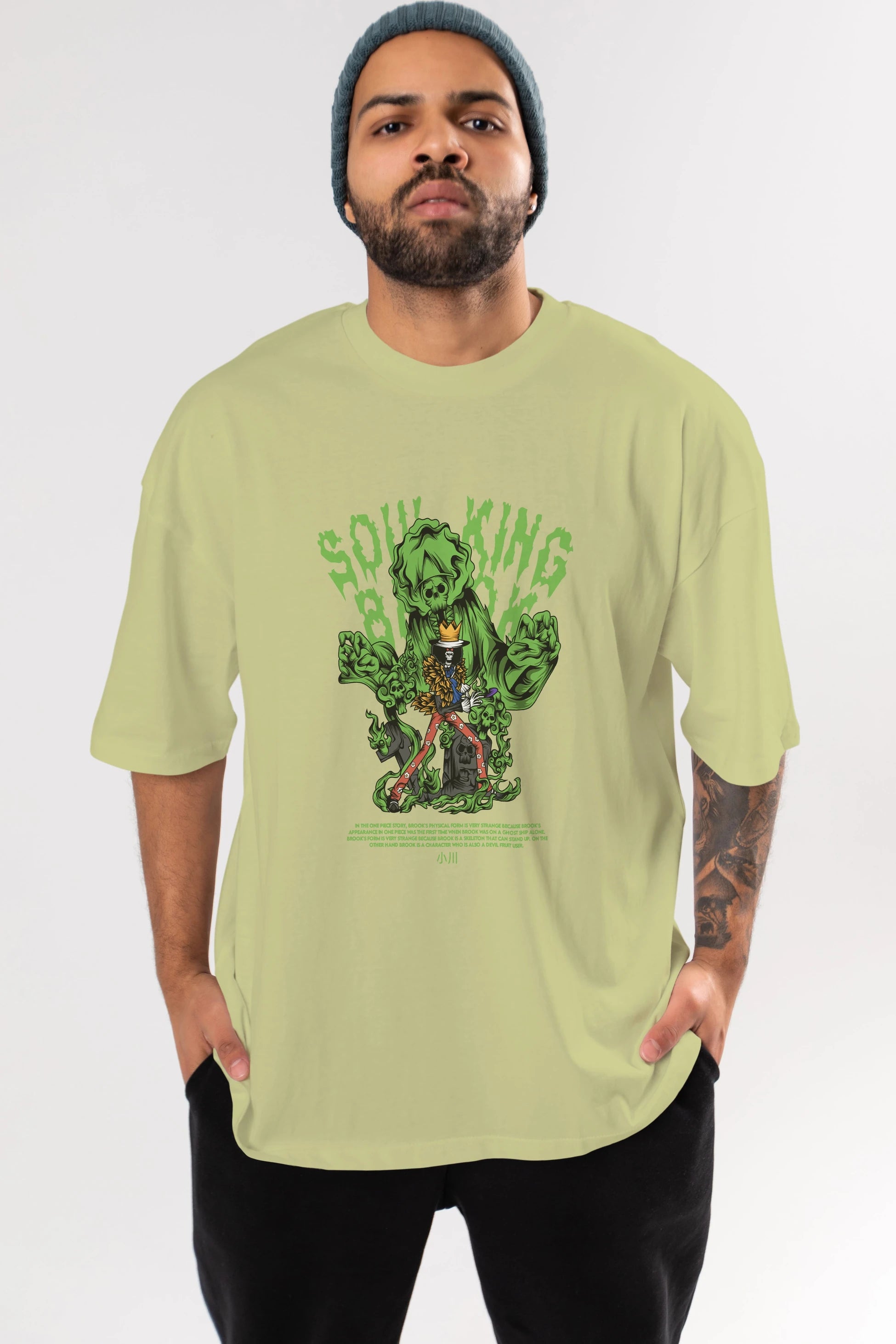 Soul King Brook Anime Ön Baskılı Oversize t-shirt %100 pamuk Erkek Kadın Unisex