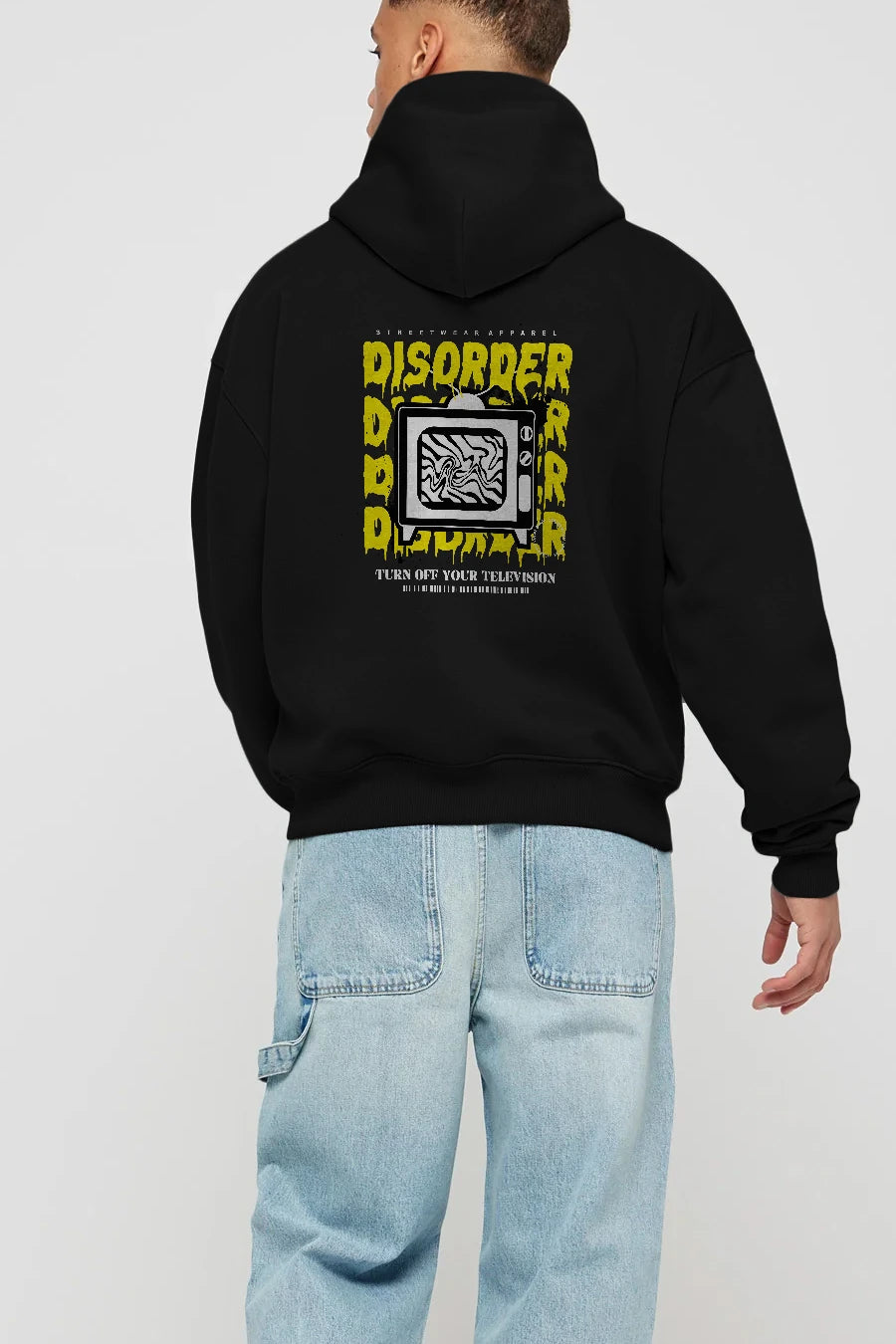 Disorder Streetwear Arka Baskılı Hoodie Oversize Kapüşonlu Sweatshirt Erkek Kadın Unisex