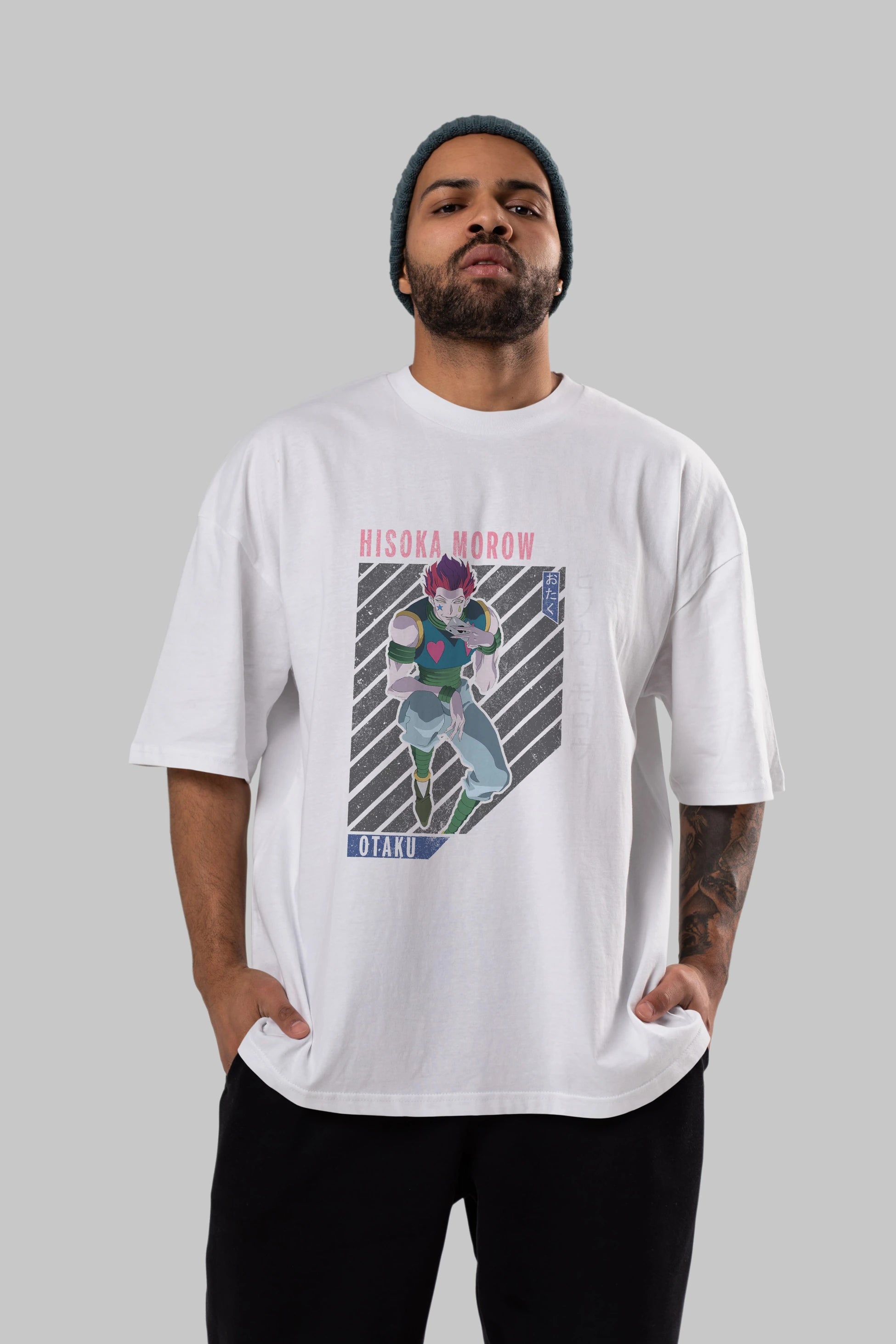 Hisoka Morow 2 2 Anime Ön Baskılı Oversize t-shirt %100 pamuk Erkek Kadın Unisex