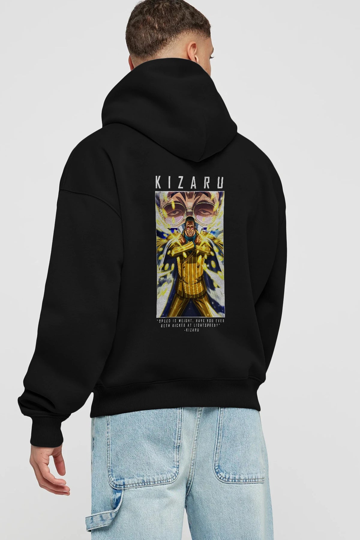 Kizaru Anime Arka Baskılı Hoodie Oversize Kapüşonlu Sweatshirt Erkek Kadın Unisex