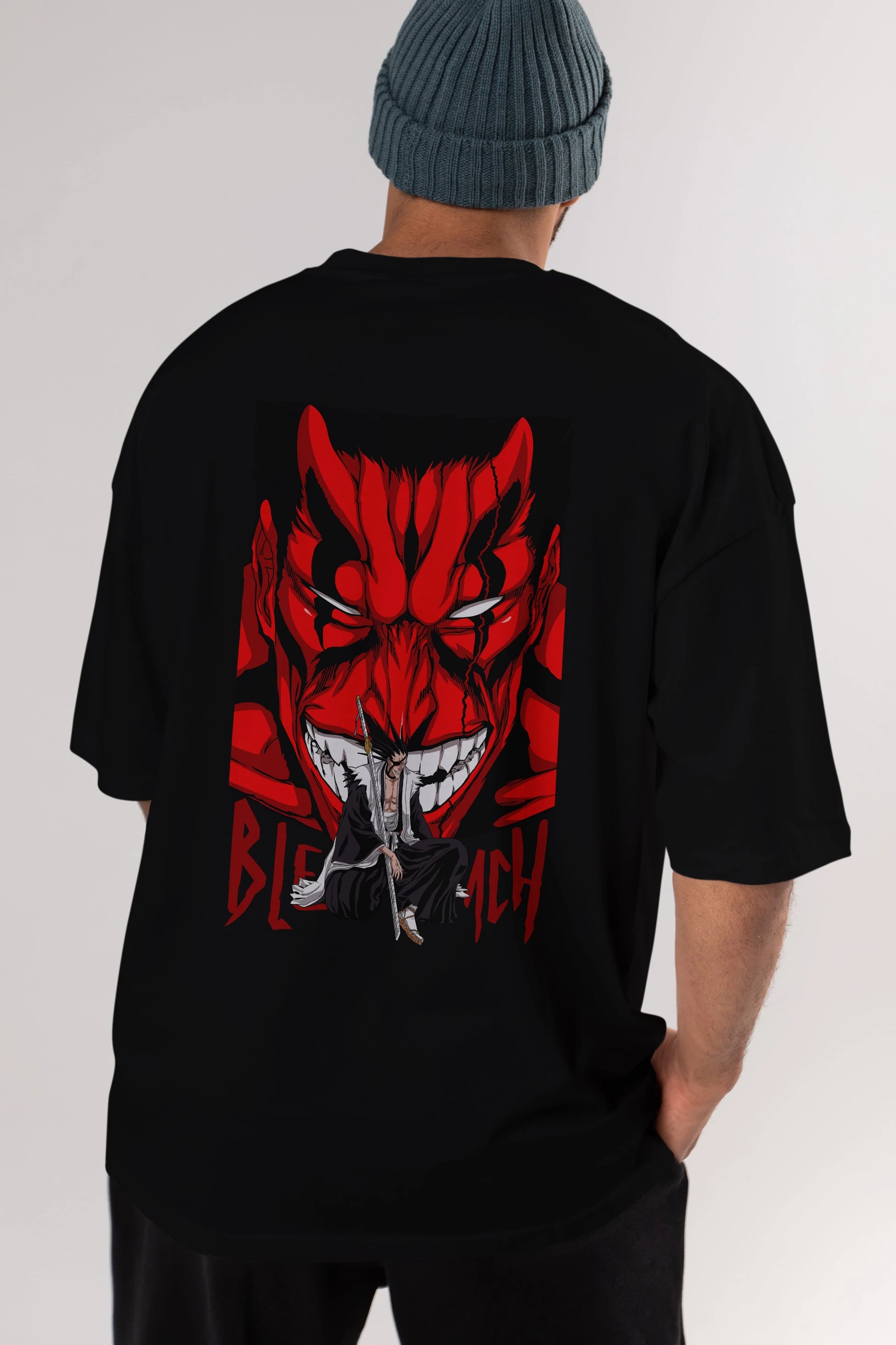 KENPACHI ZARAKI BLEACH Anime Arka Baskılı Oversize t-shirt Erkek Kadın Unisex