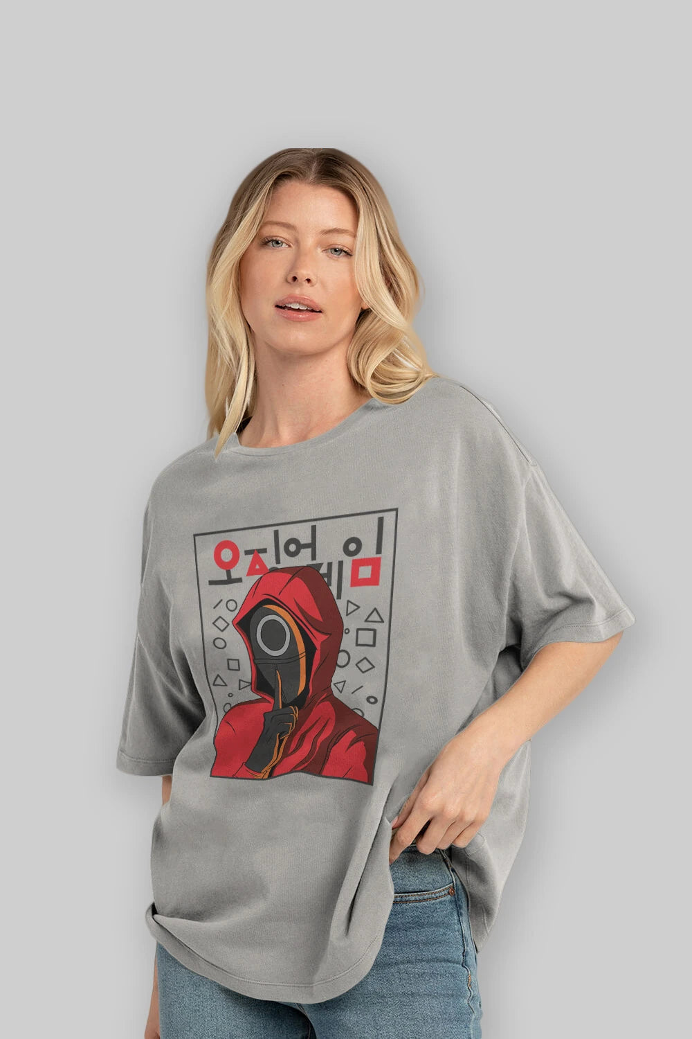 Squid Game (5) Ön Baskılı Oversize t-shirt Erkek Kadın Unisex %100 Pamuk Bisiklet Yaka tişort