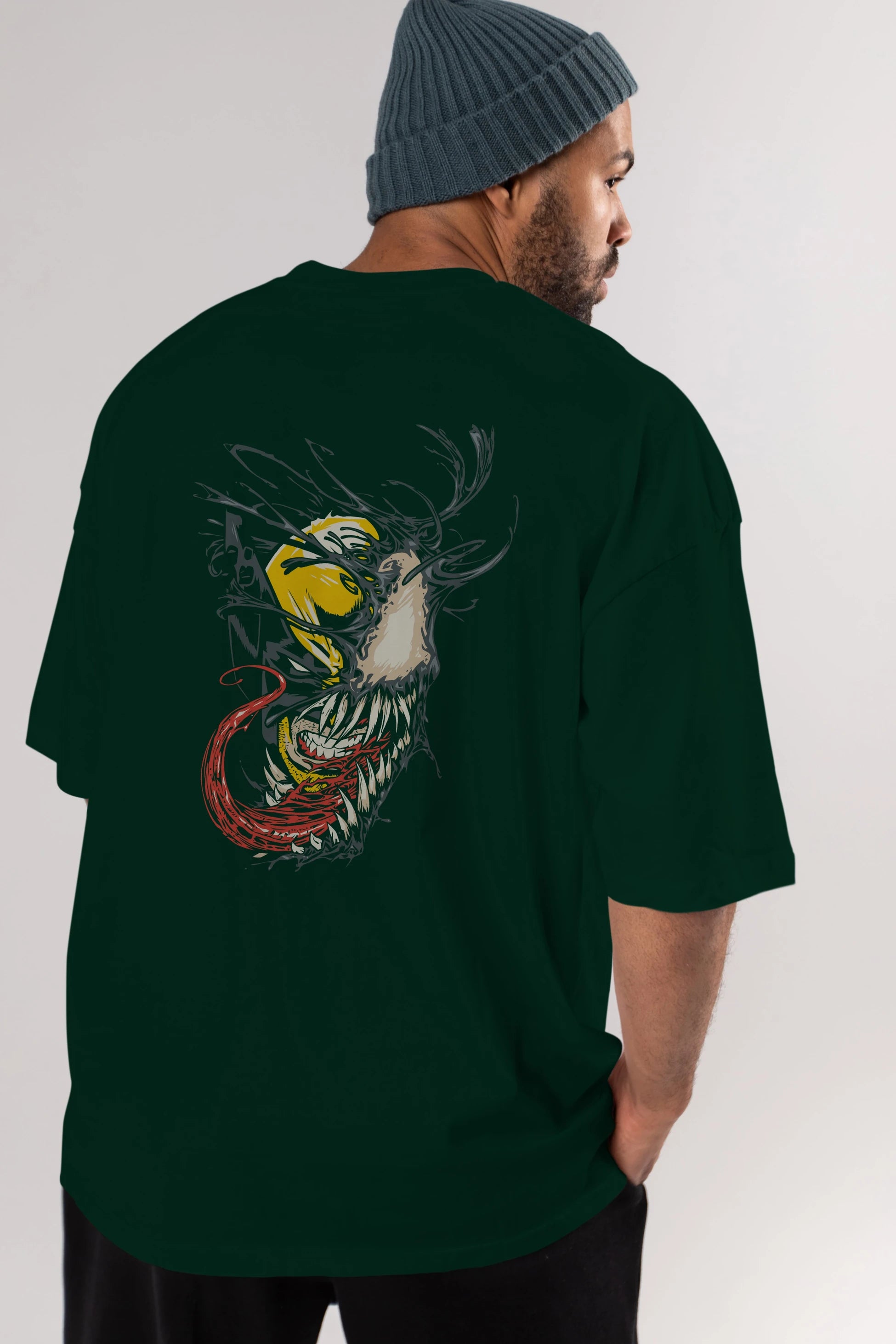 Venom (4) Arka Baskılı Oversize t-shirt Erkek Kadın Unisex %100 Pamuk Bisiklet Yaka tişort