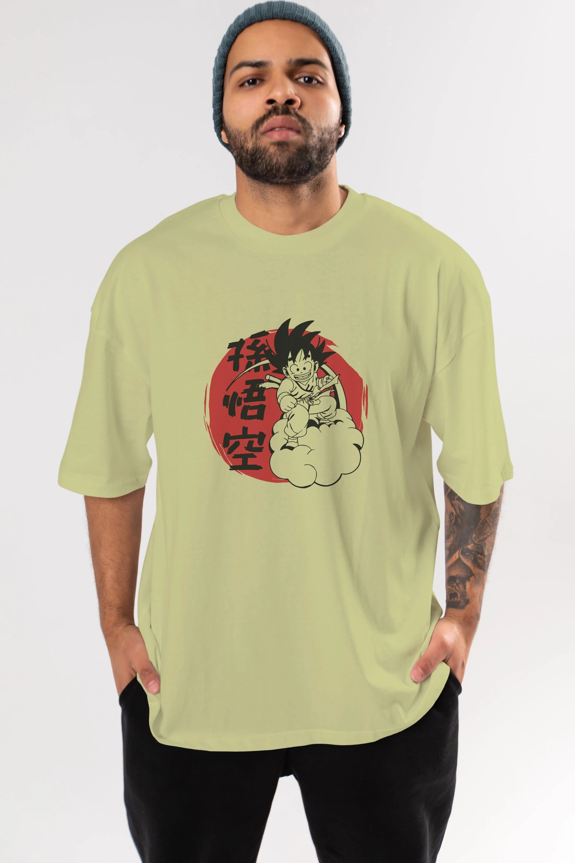 DRAGON BALL Anime Ön Baskılı Oversize t-shirt %100 pamuk Erkek Kadın Unisex