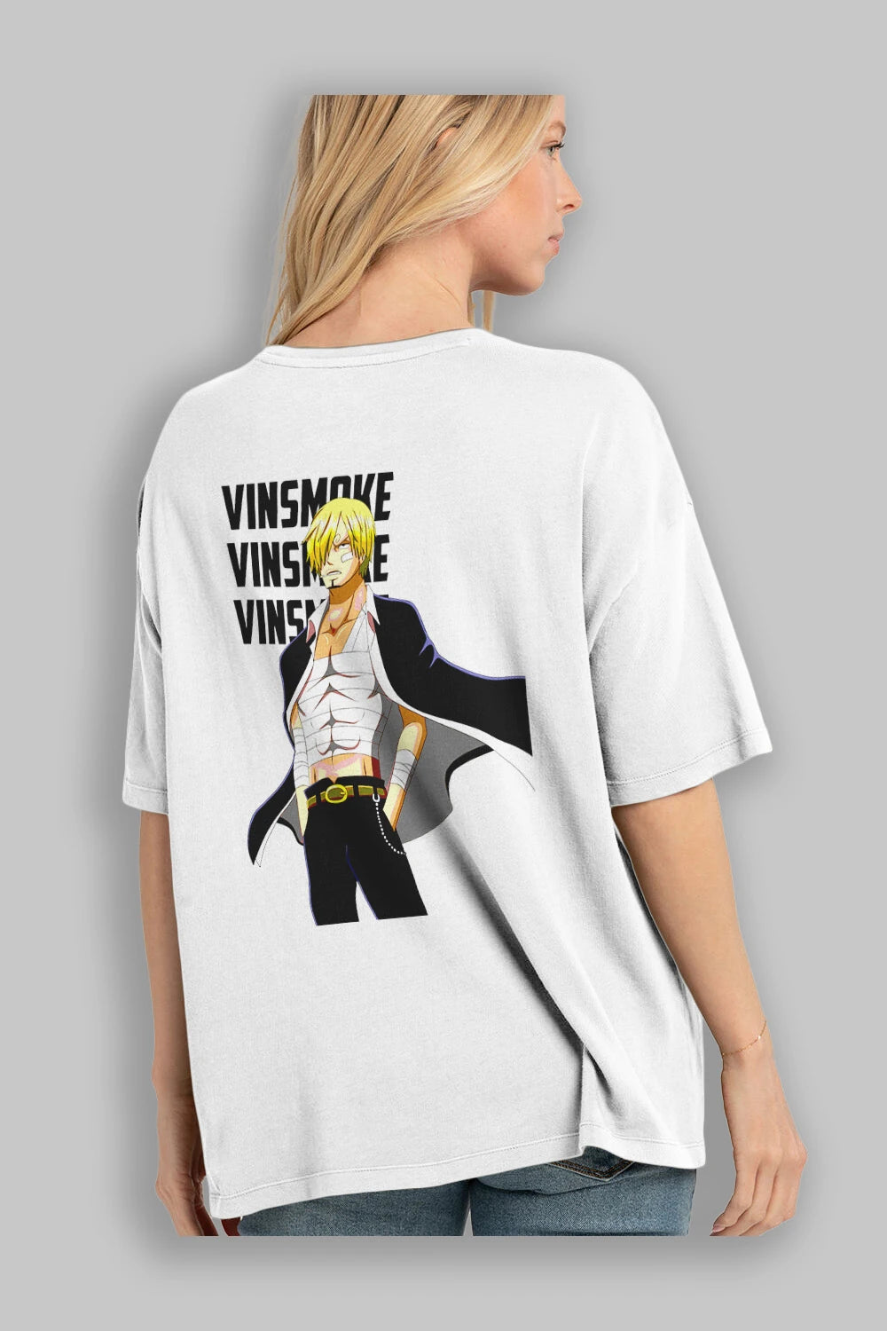 Sanji Anime Arka Baskılı Oversize t-shirt Erkek Kadın Unisex %100 pamuk tişort