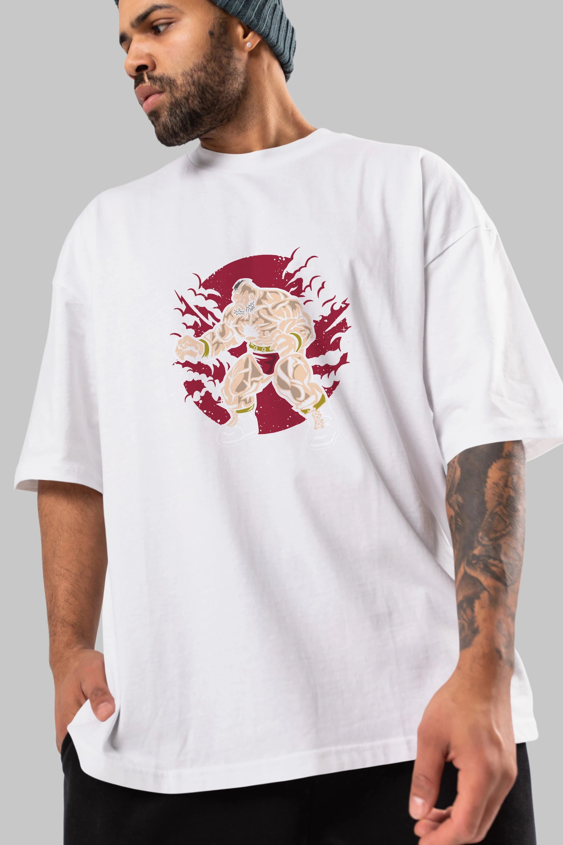ZANGGIEF Ön Baskılı Oversize t-shirt Erkek Kadın Unisex %100 Pamuk tişort