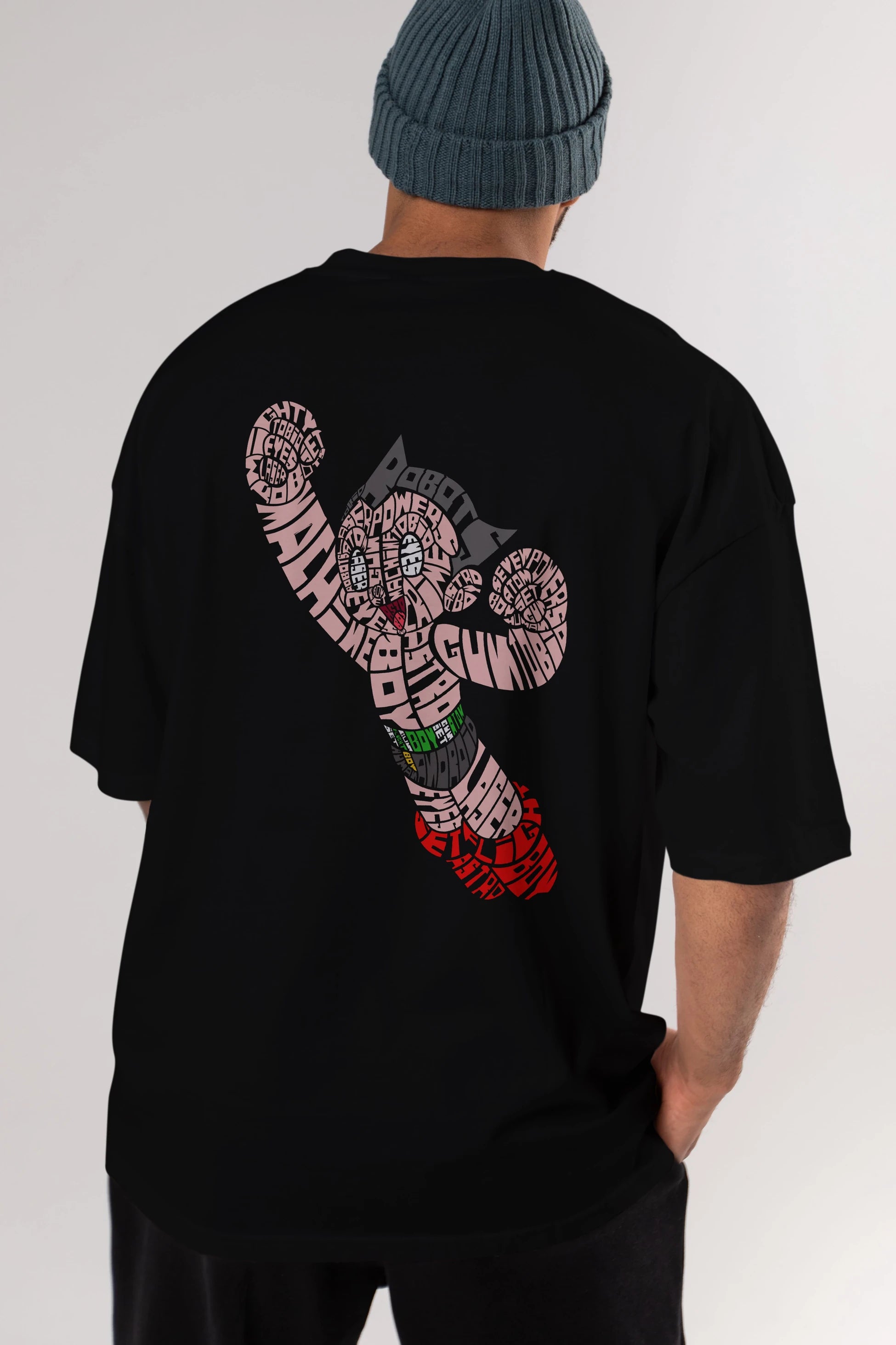 Astroboy Arka Baskılı Oversize t-shirt %100 pamuk Erkek Kadın Unisex