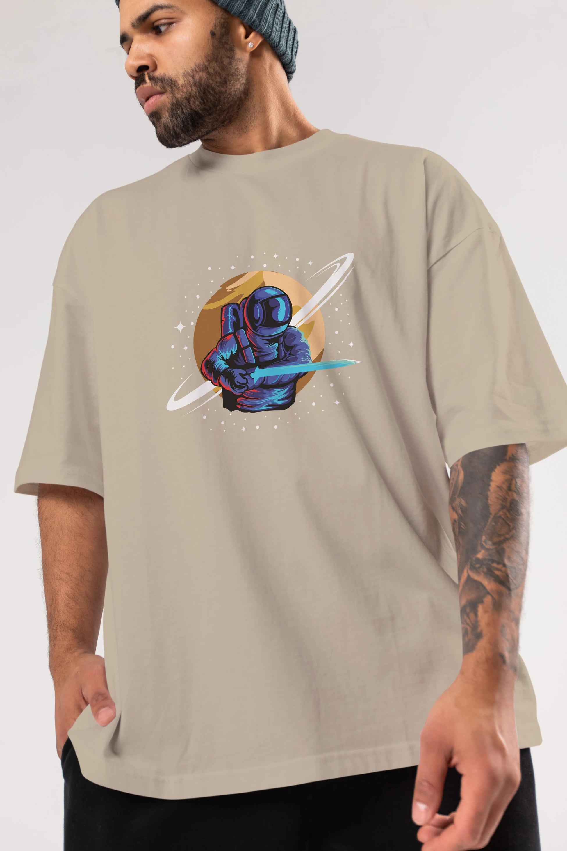 Astro Knight Ön Baskılı Oversize t-shirt Erkek Kadın Unisex
