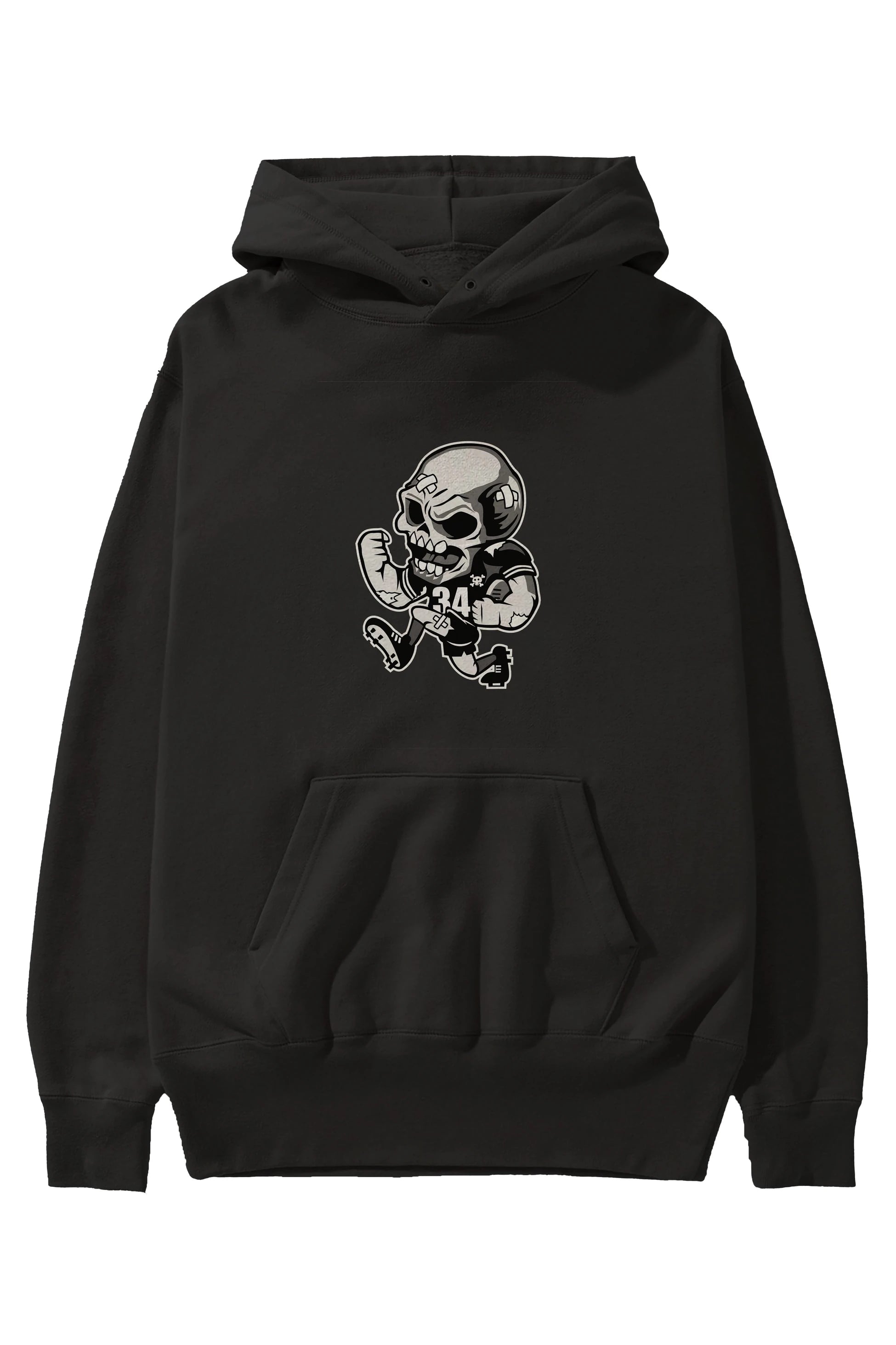 Skull Football Ön Baskılı Hoodie Oversize Kapüşonlu Sweatshirt Erkek Kadın Unisex