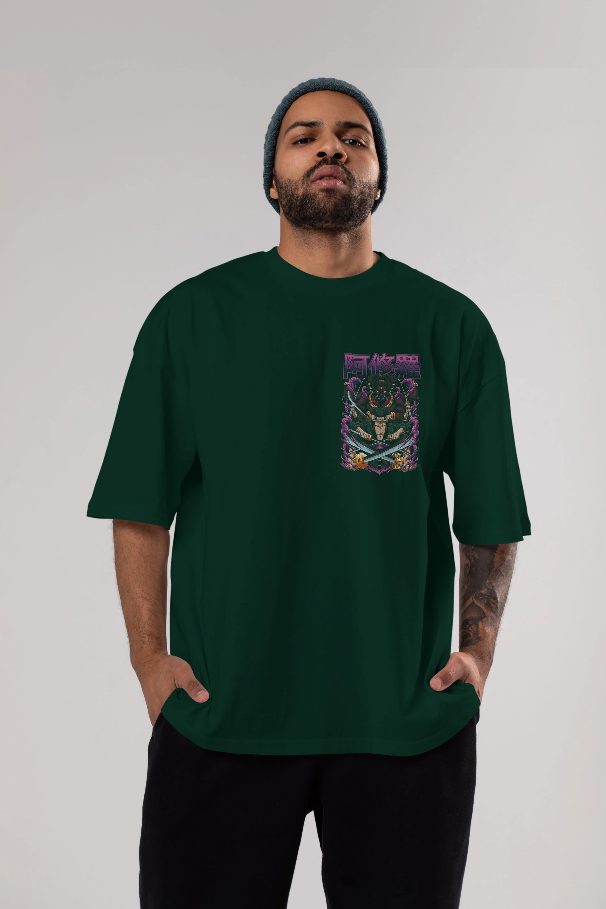 Roronoa Zoro 1 Ön Sol Baskılı Oversize t-shirt Erkek Kadın Unisex %100 Pamuk Bisiklet Yaka tişort