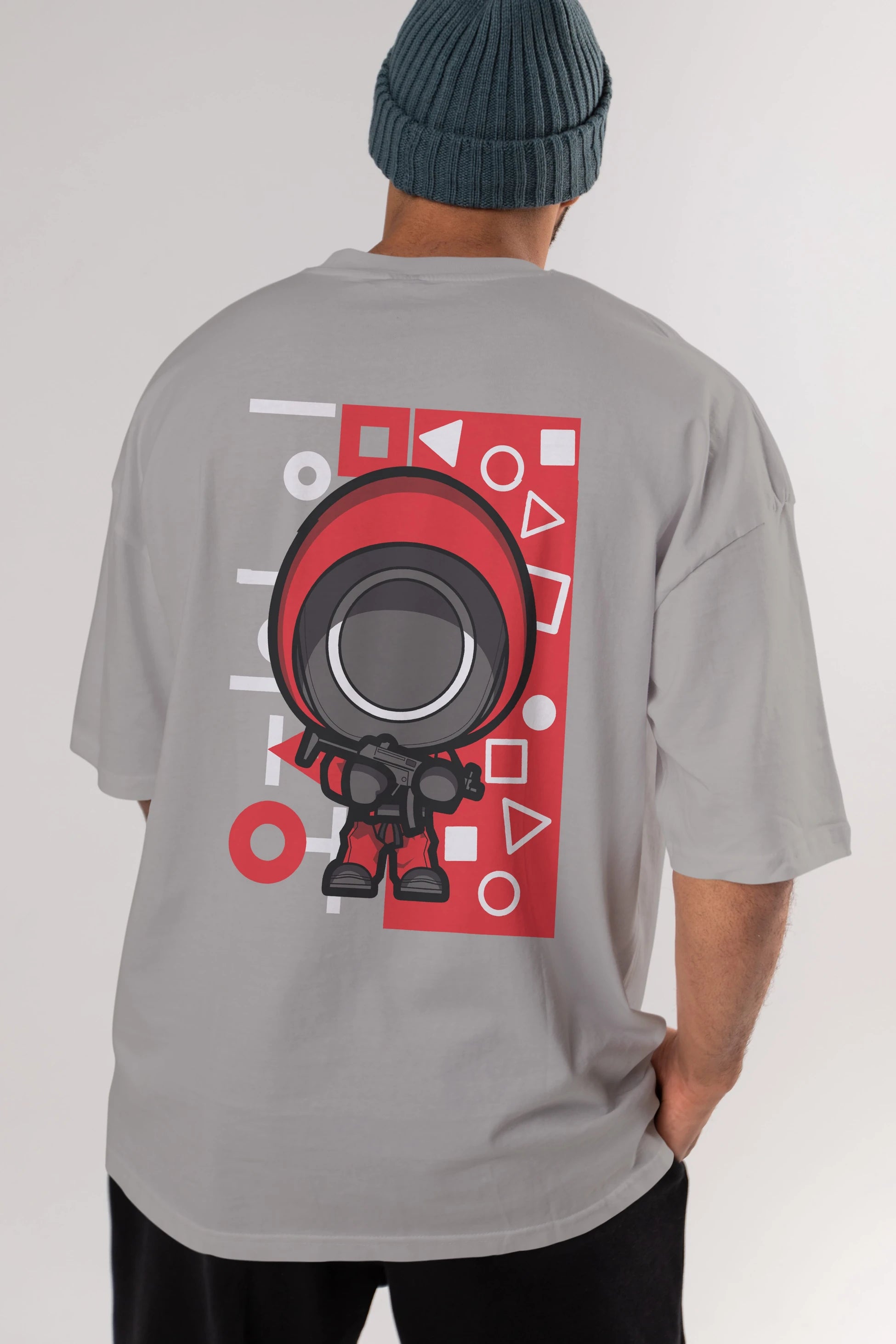 Squid Game (4) Arka Baskılı Oversize t-shirt Erkek Kadın Unisex %100 Pamuk Bisiklet Yaka tişort