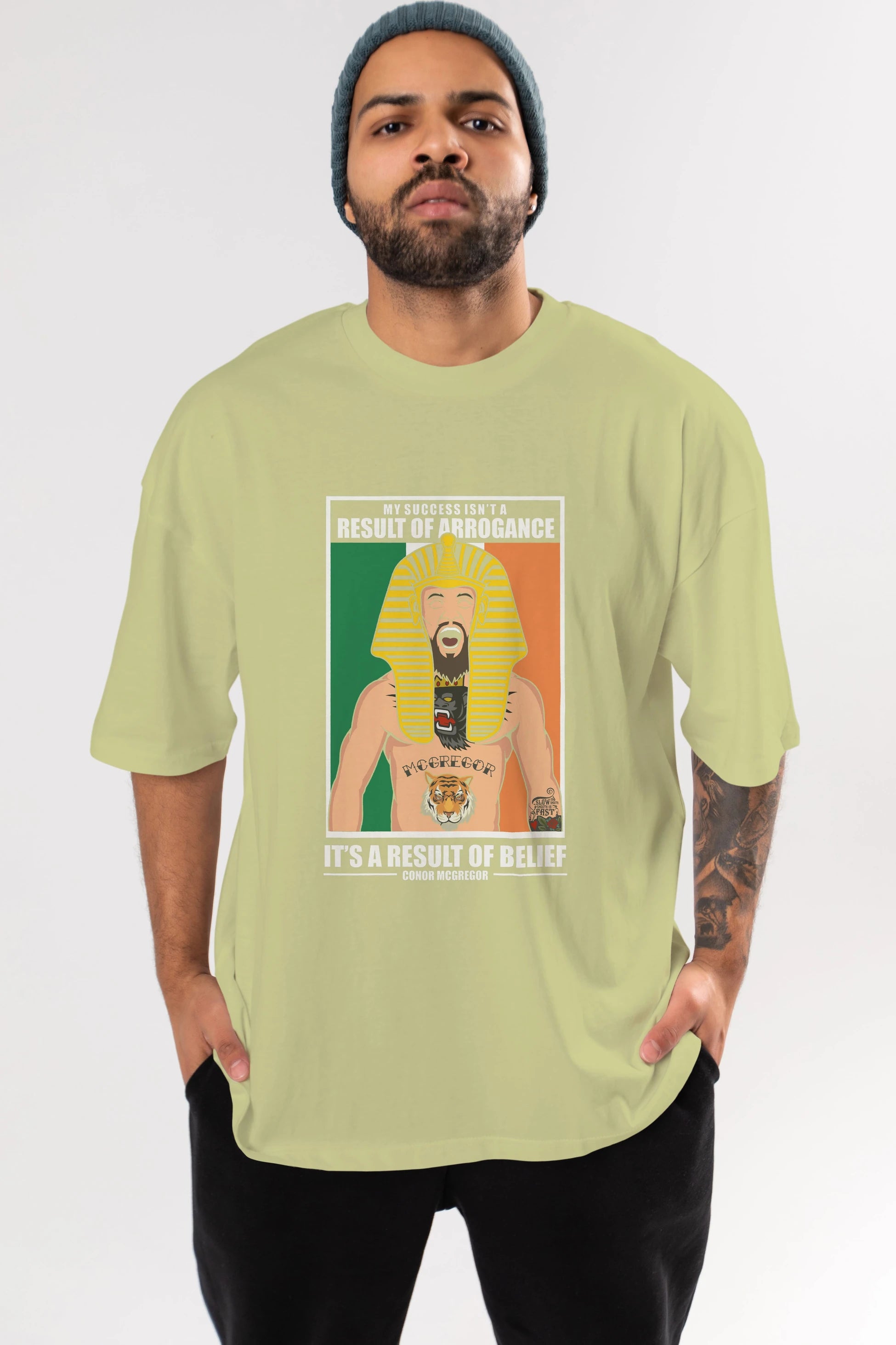 McGregor Pharaoh Ön Baskılı Oversize t-shirt Erkek Kadın Unisex %100 Pamuk tişort
