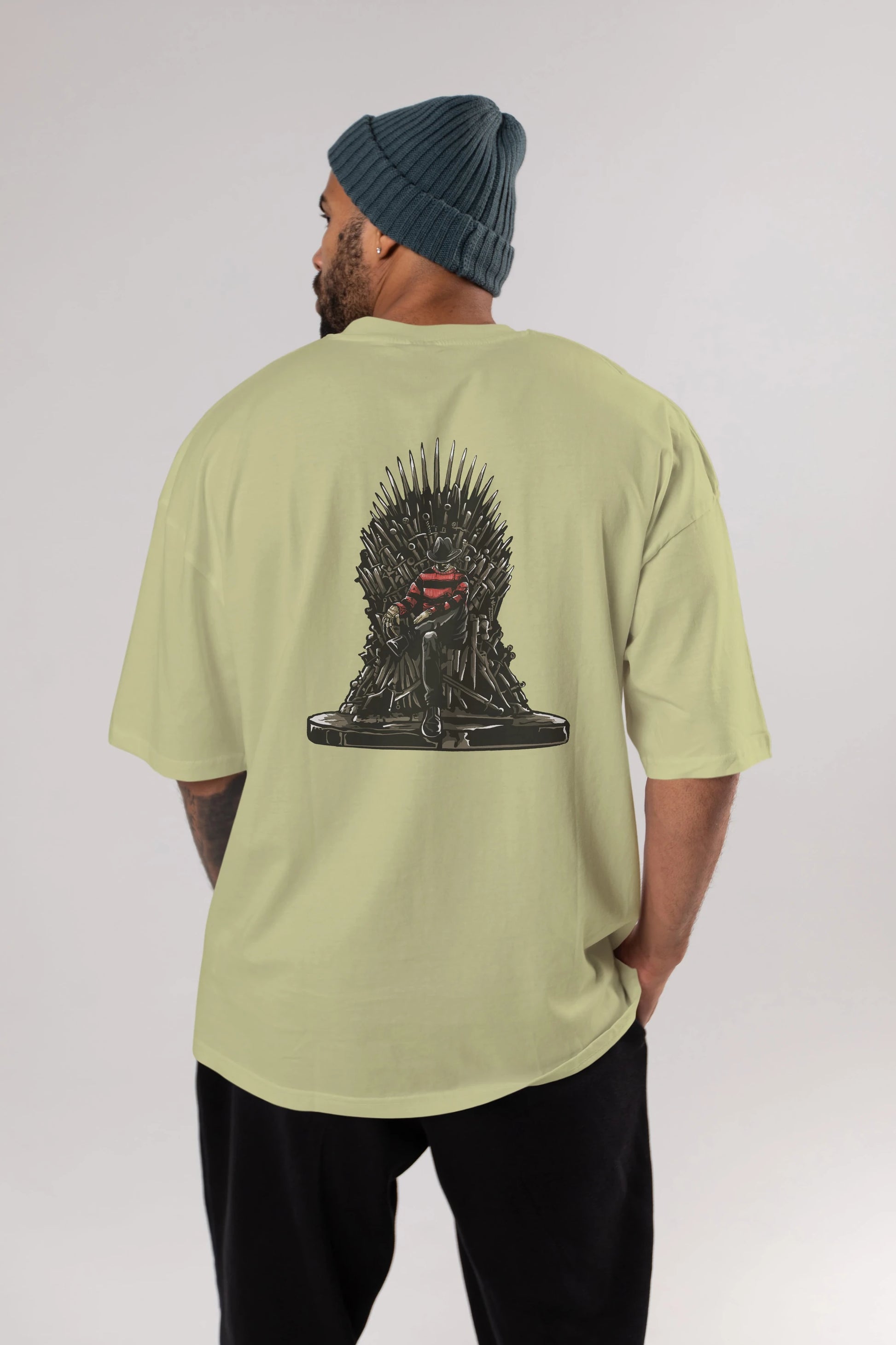 Nightmare Throne Arka Baskılı Oversize t-shirt Erkek Kadın Unisex %100 Pamuk