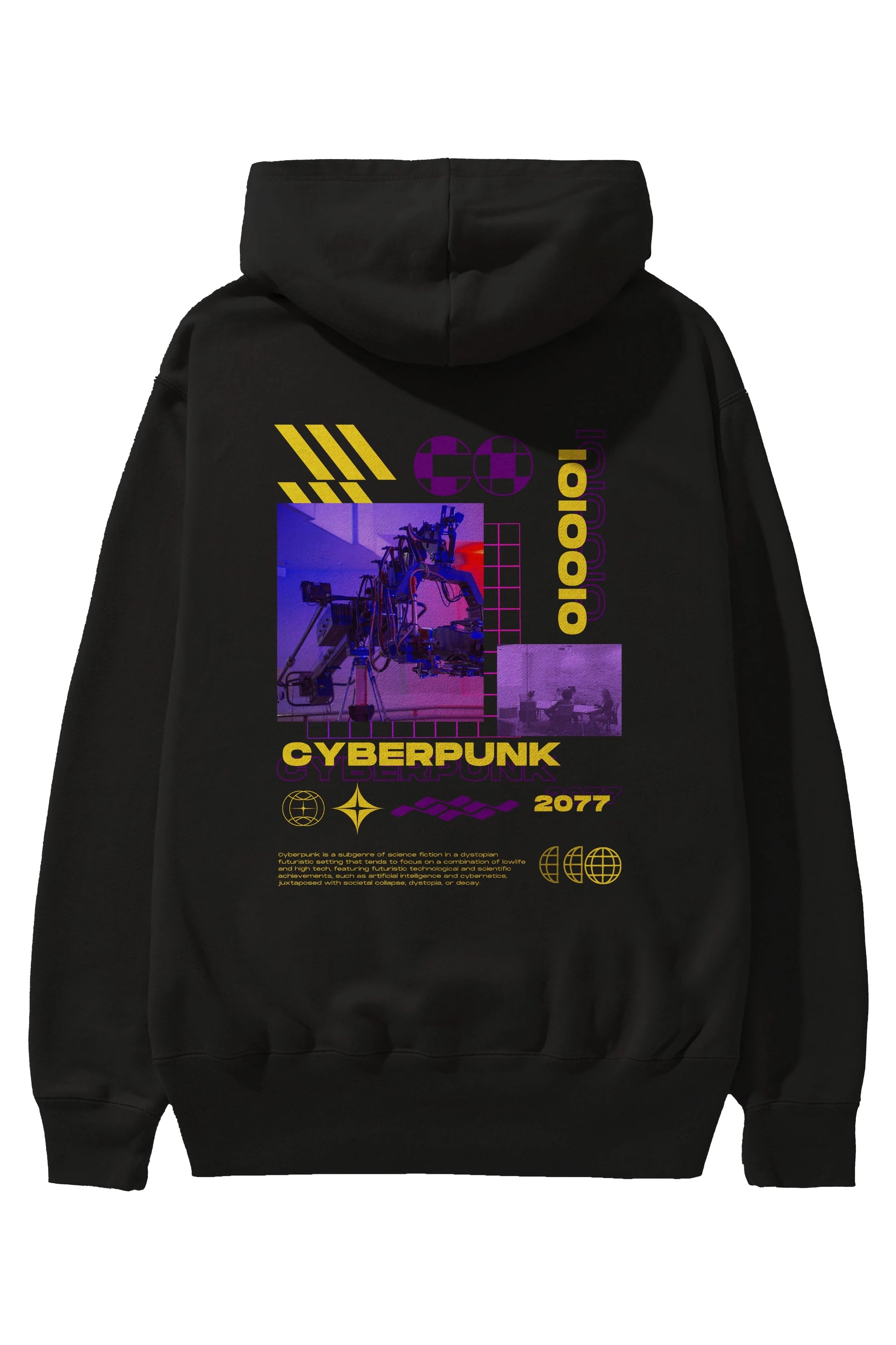 Cyberpunk Yazılı Arka Baskılı Oversize Hoodie Kapüşonlu Sweatshirt Erkek Kadın Unisex