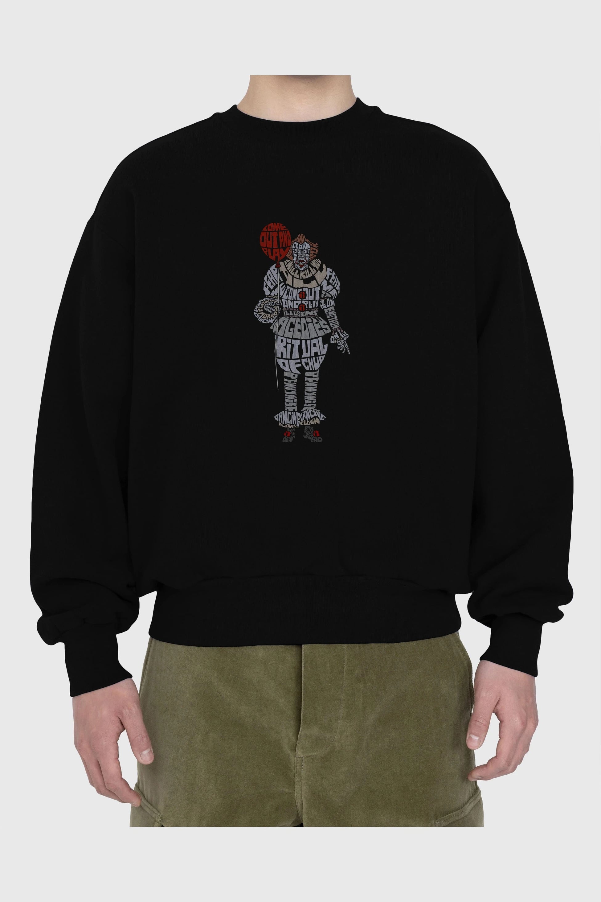 It Ön Baskılı Oversize Sweatshirt Erkek Kadın Unisex