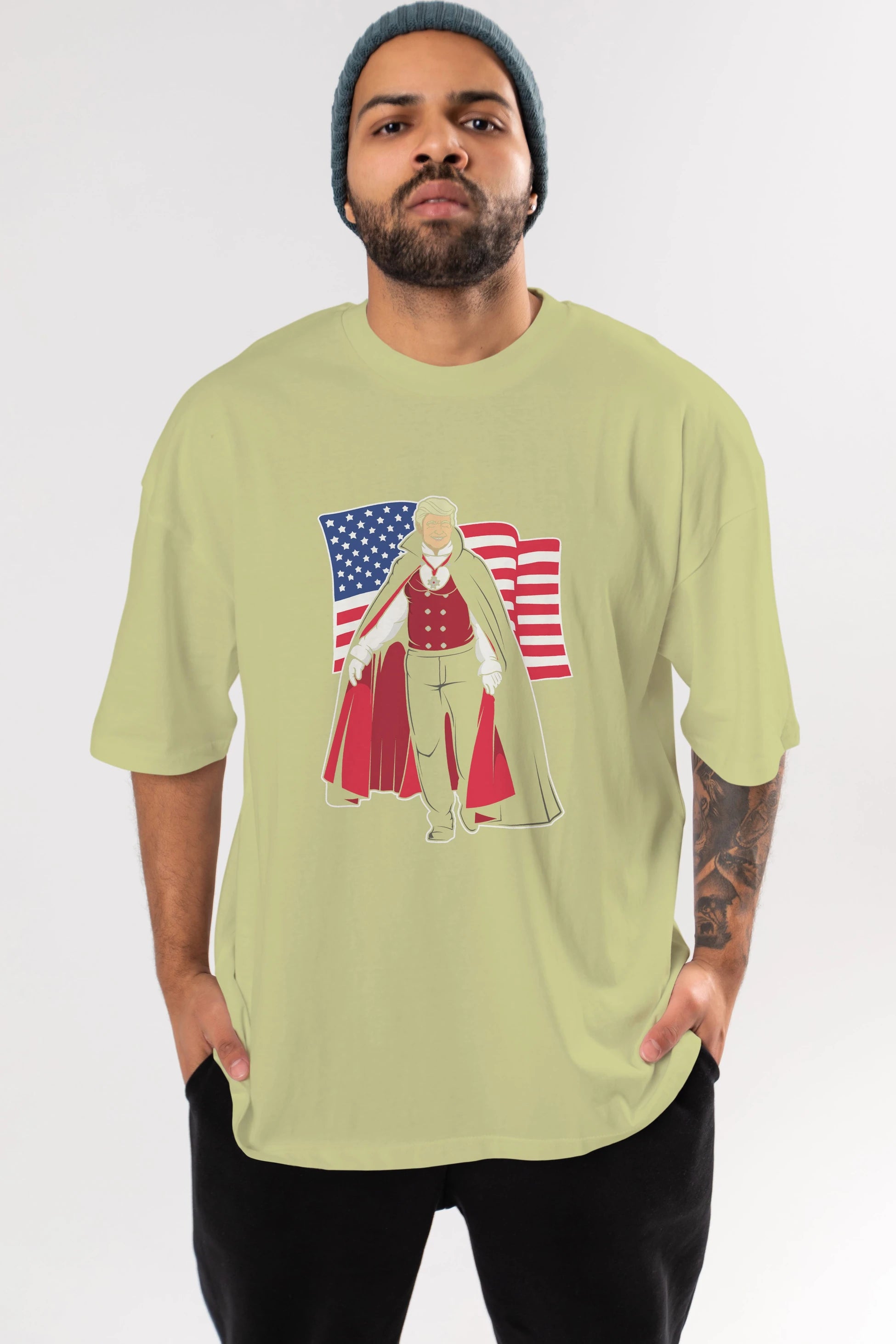 Trump Dracula Ön Baskılı Oversize t-shirt Erkek Kadın Unisex %100 Pamuk tişort