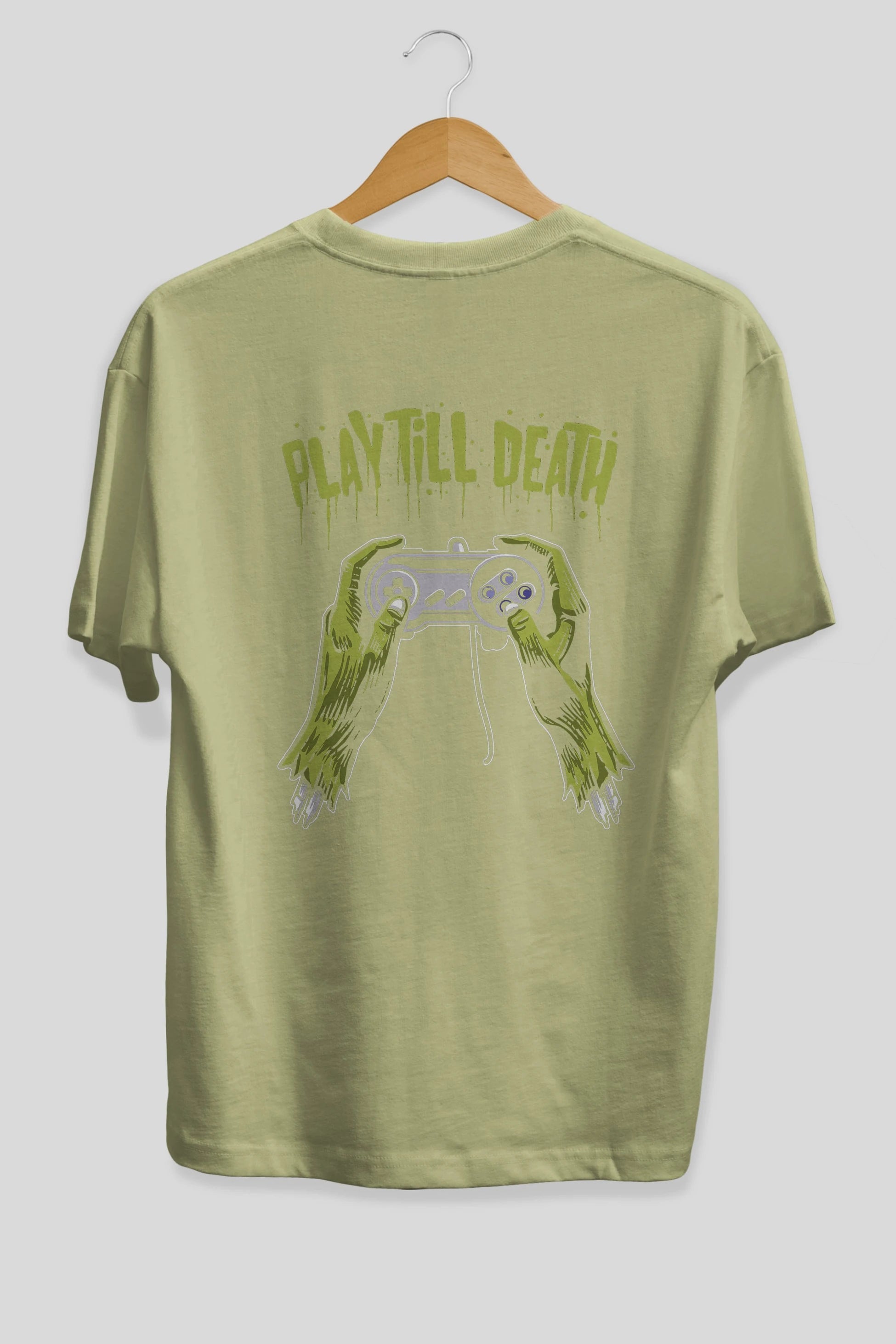 Play Till Death Arka Baskılı Oversize t-shirt Erkek Kadın Unisex %100 Pamuk