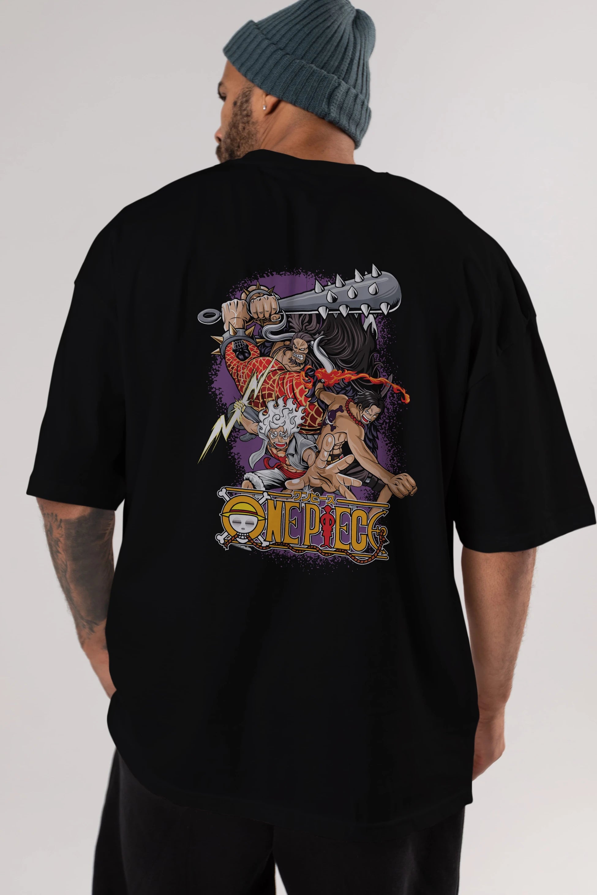 ONE PIECE (6) Anime Arka Baskılı Oversize t-shirt Erkek Kadın Unisex