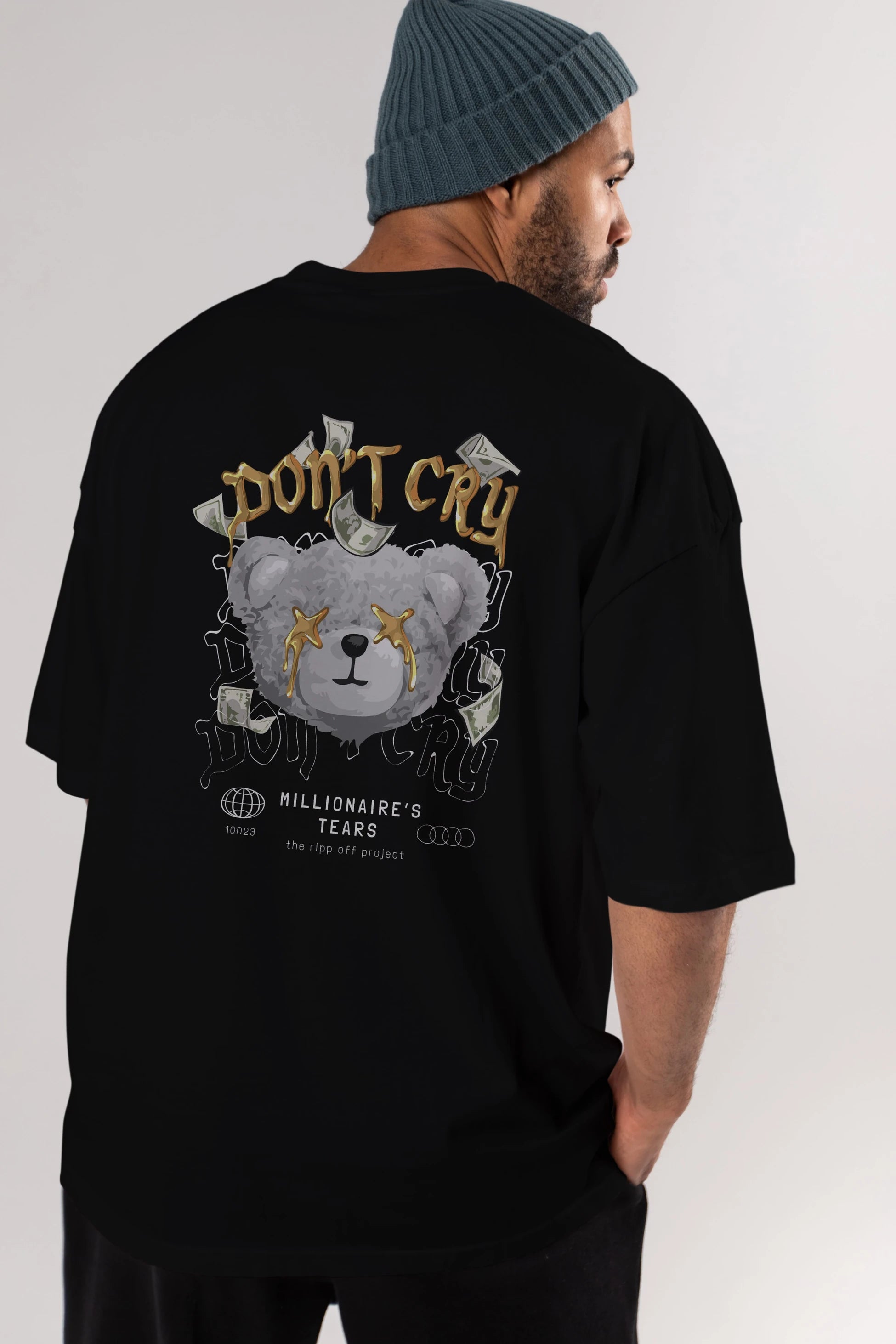 Dont Cry Bear Arka Baskılı Oversize t-shirt Erkek Kadın Unisex