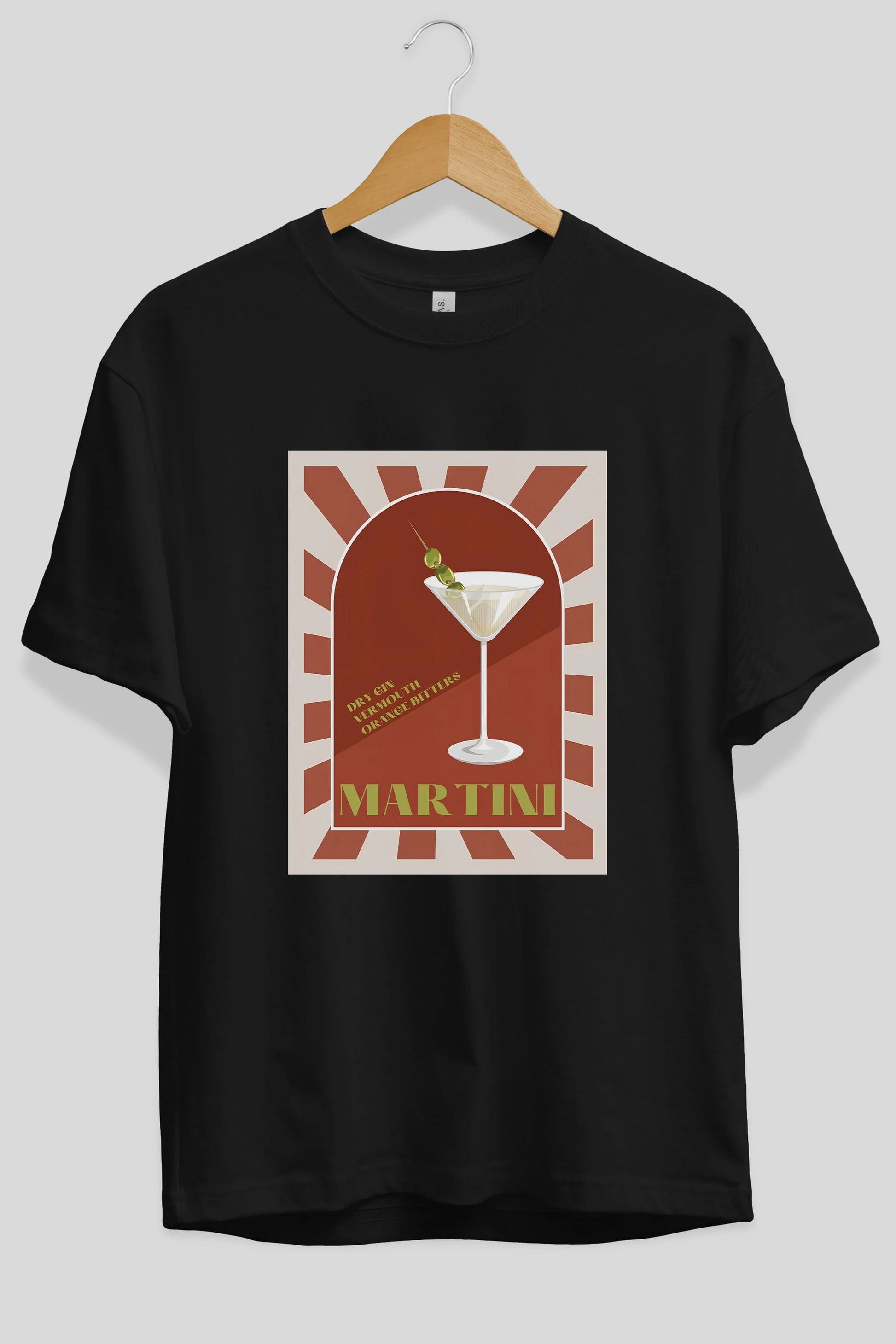 Martini 2 Ön Baskılı Oversize t-shirt Erkek Kadın Unisex %100 Pamuk Bisiklet Yaka tişort