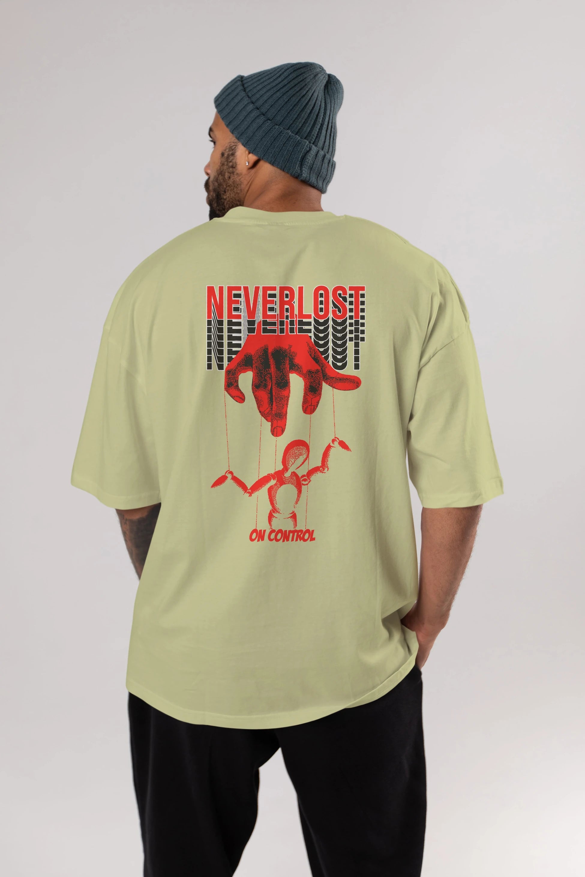 Neverlost on Control Arka Baskılı Oversize t-shirt Erkek Kadın Unisex
