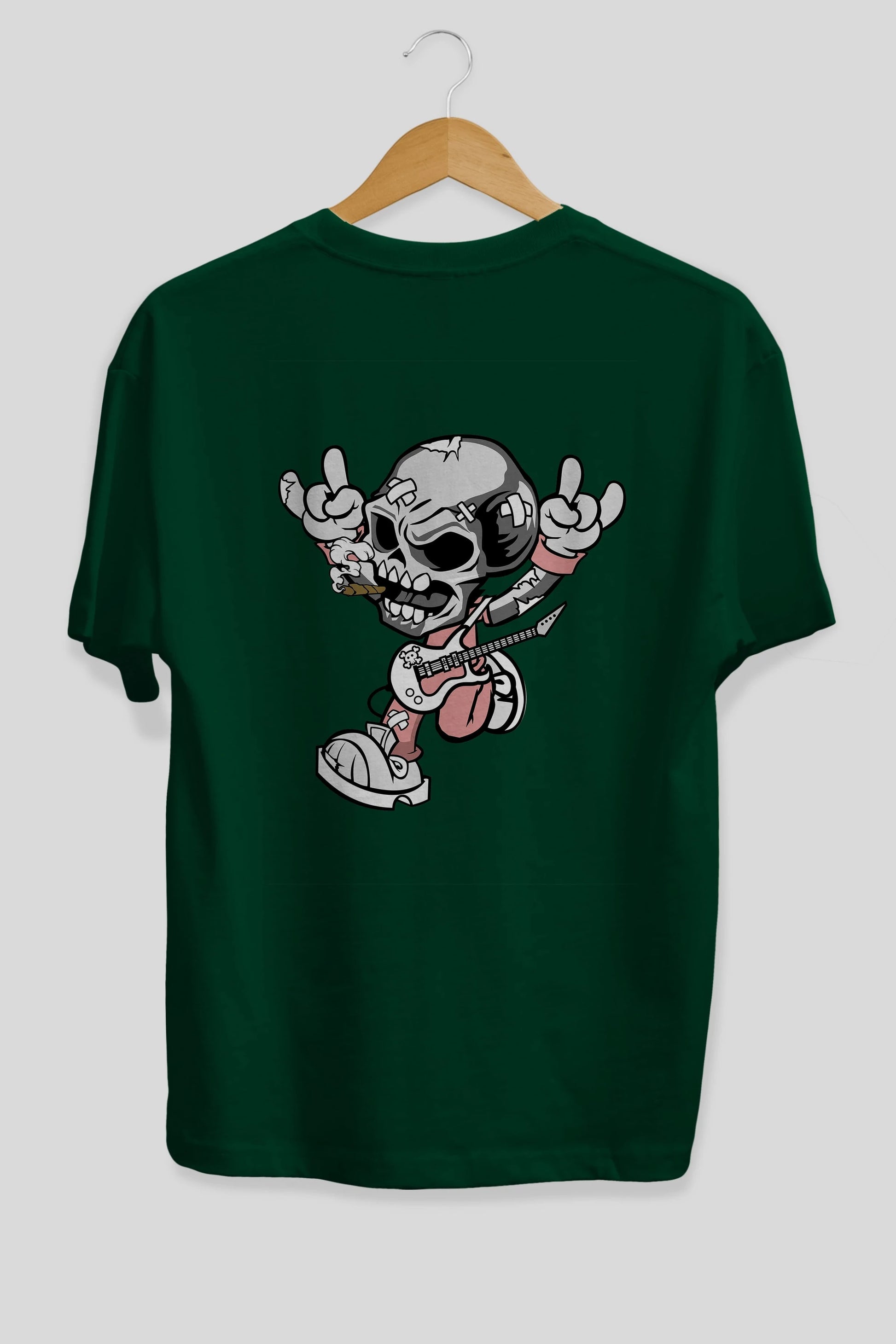 Skull Metal Sign Arka Baskılı Oversize t-shirt Erkek Kadın Unisex %100 Pamuk tişort
