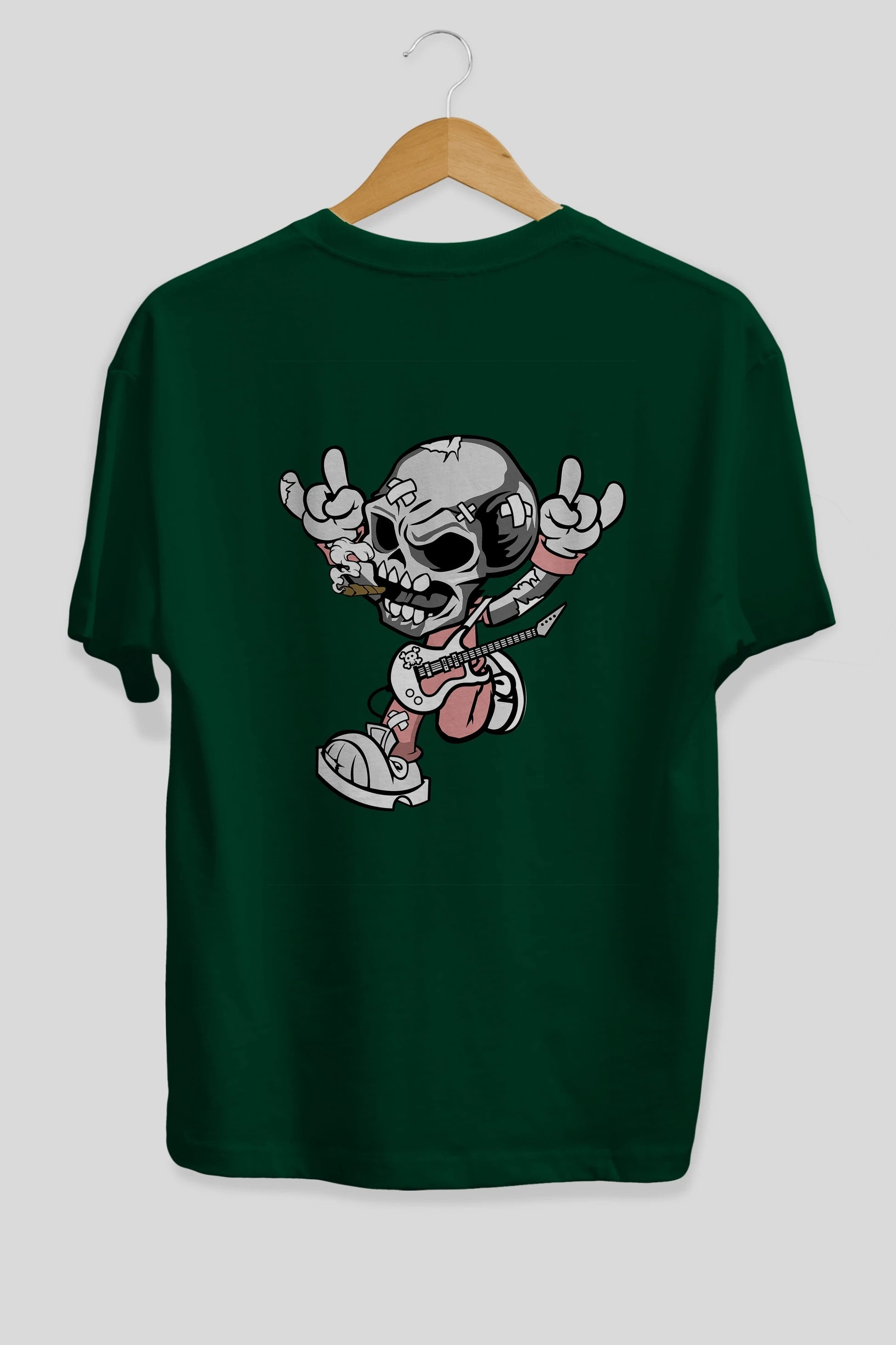 Skull Metal Sign Arka Baskılı Oversize t-shirt Erkek Kadın Unisex %100 Pamuk tişort