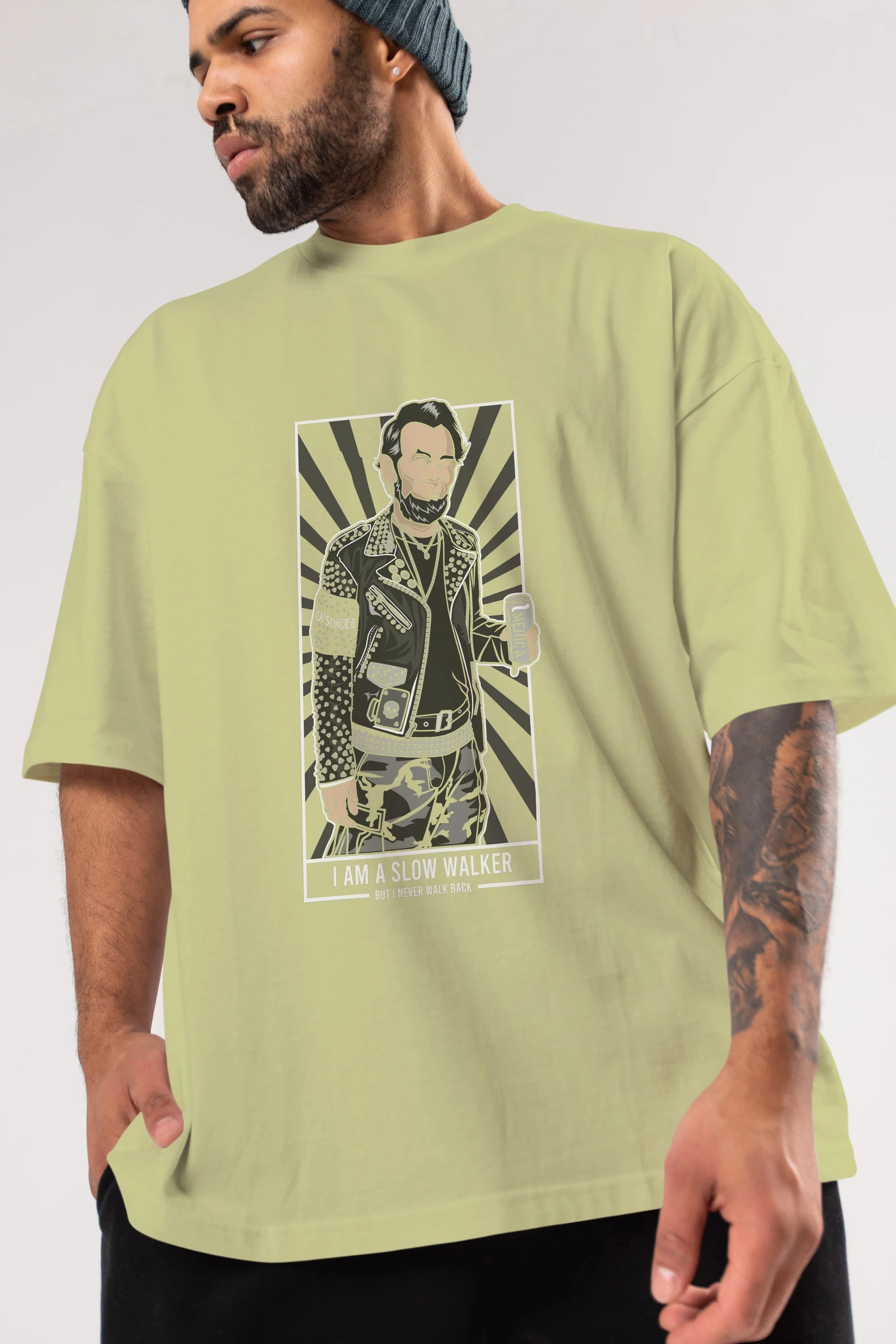 Lincoln Street Punk Ön Baskılı Oversize t-shirt Erkek Kadın Unisex %100 Pamuk tişort