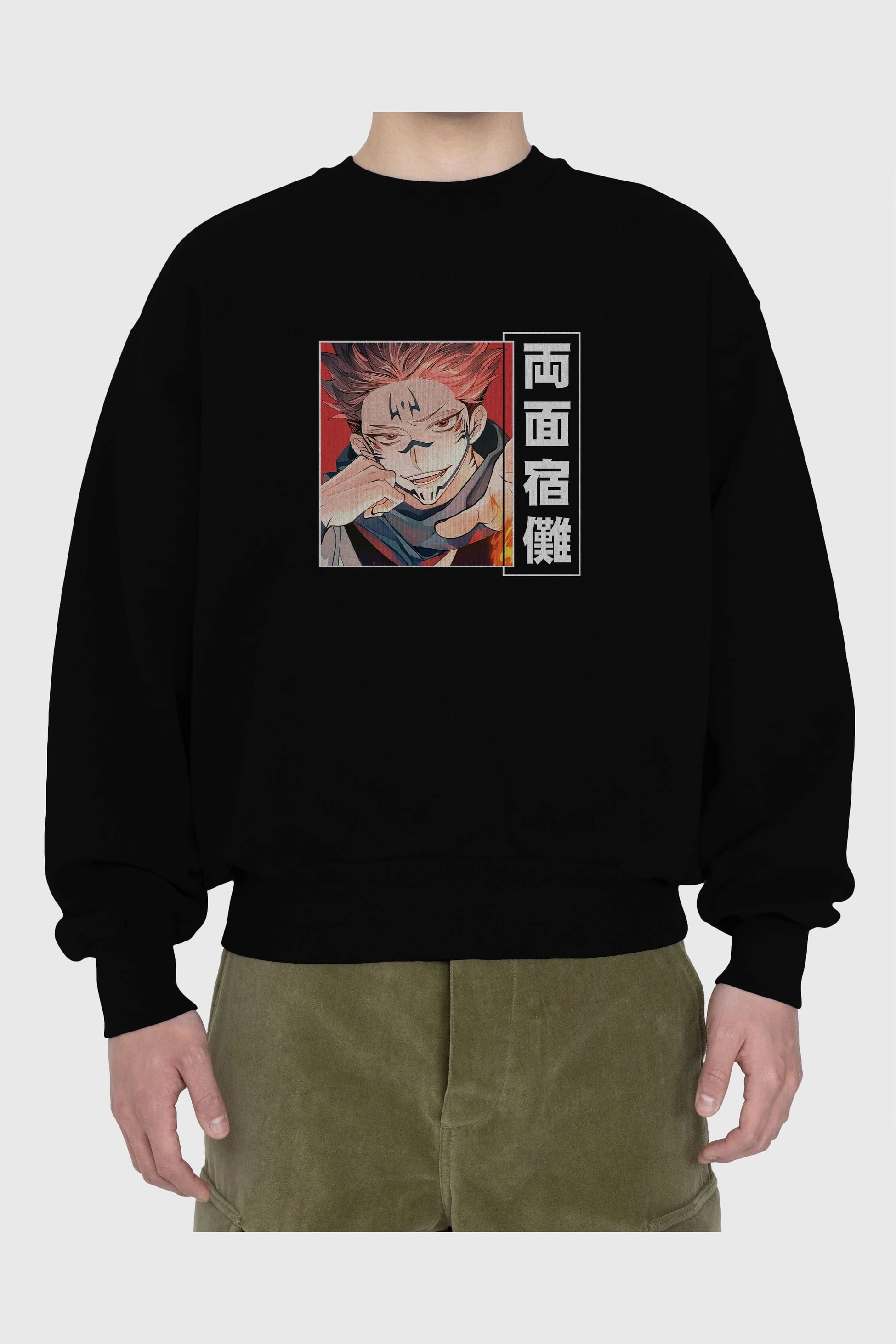 Sukuna Ryoumen 4 Anime Ön Baskılı Oversize Sweatshirt Erkek Kadın Unisex