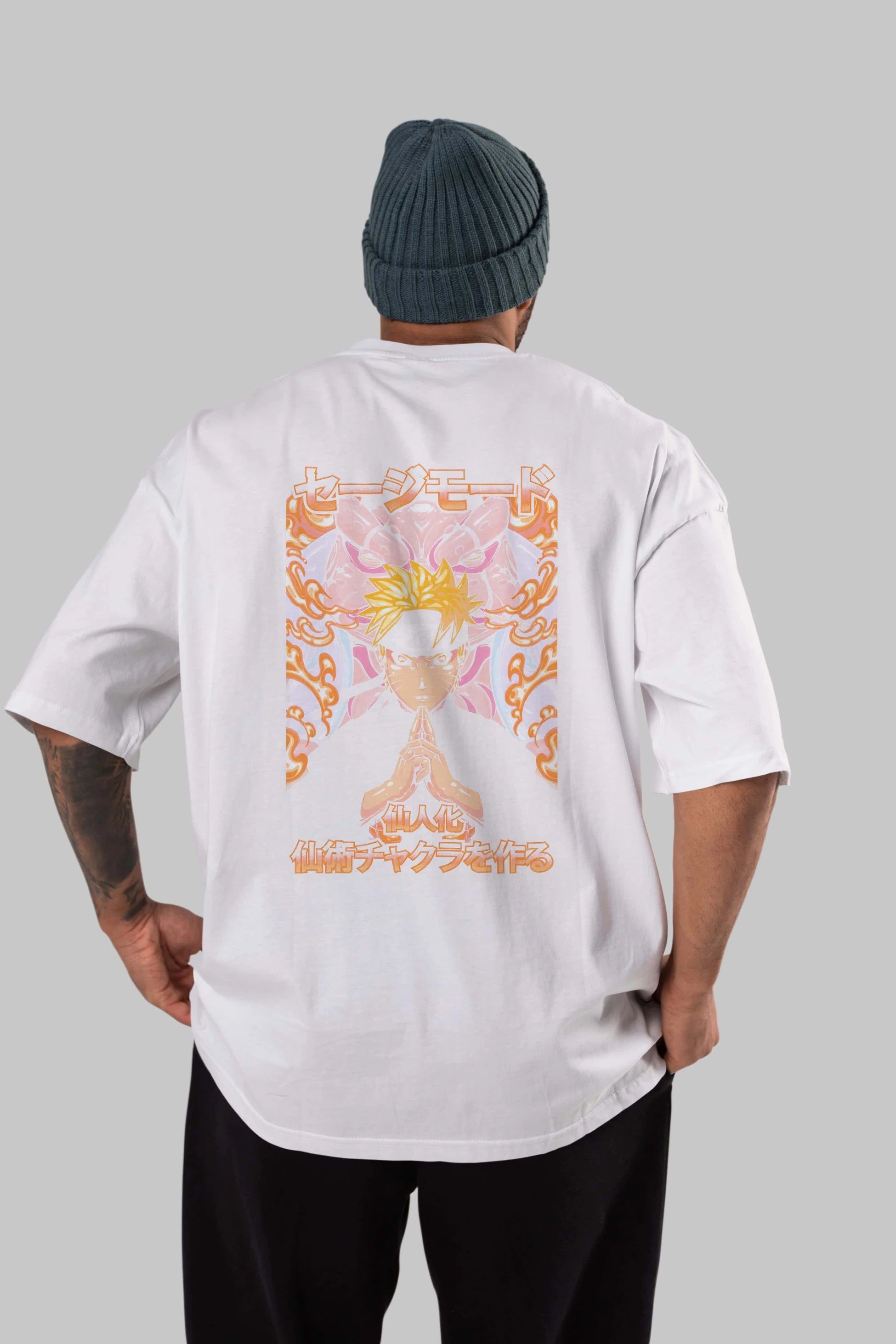 NARUTO (10) Anime Arka Baskılı Oversize t-shirt Erkek Kadın Unisex