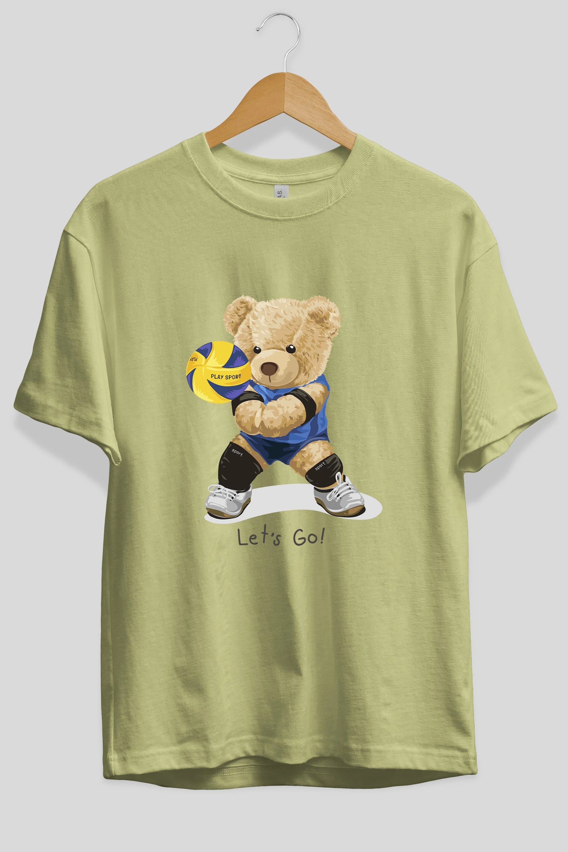Teddy Bear Lets Go Ön Baskılı Oversize t-shirt Erkek Kadın Unisex %100 Pamuk