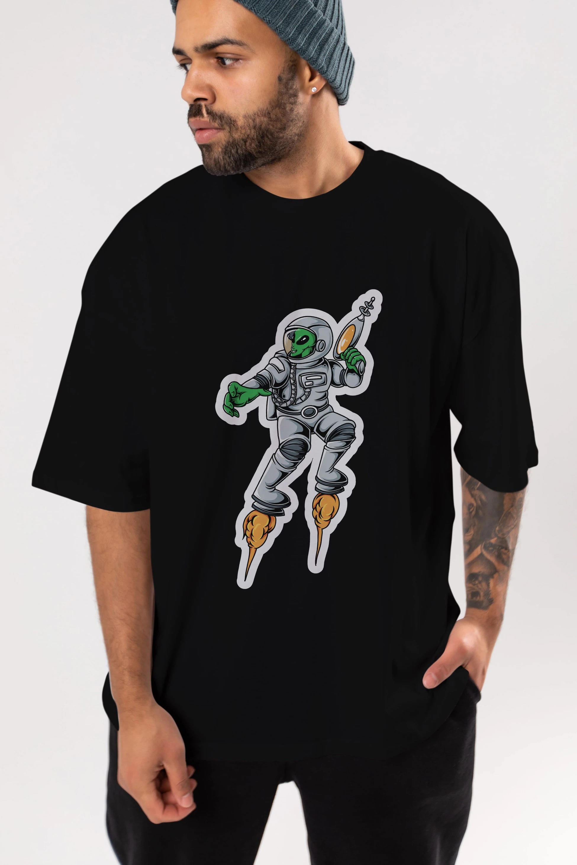 Alien Wars Sticker Ön Baskılı Oversize t-shirt Erkek Kadın Unisex