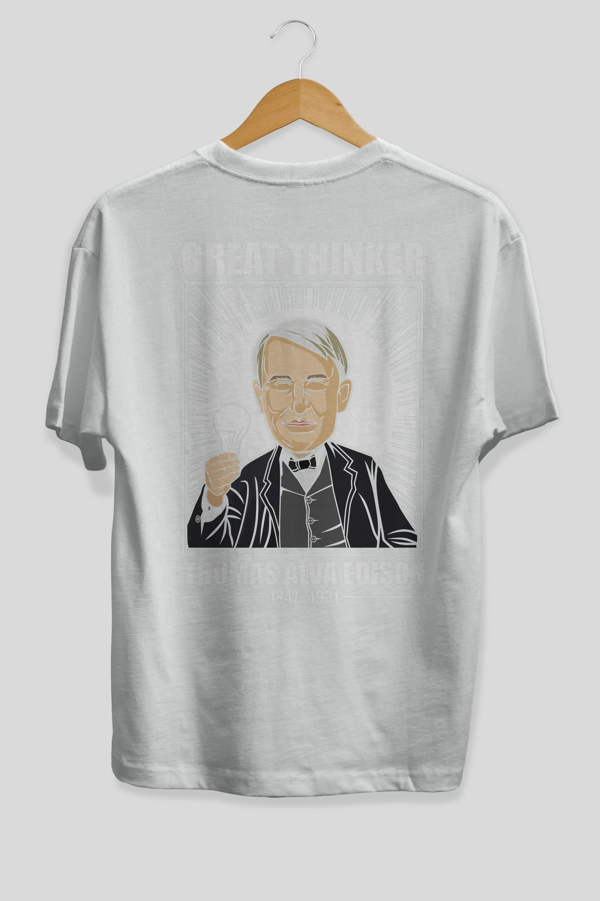 Thomas Alfa Edison Arka Baskılı Oversize t-shirt Erkek Kadın Unisex %100 Pamuk tişort