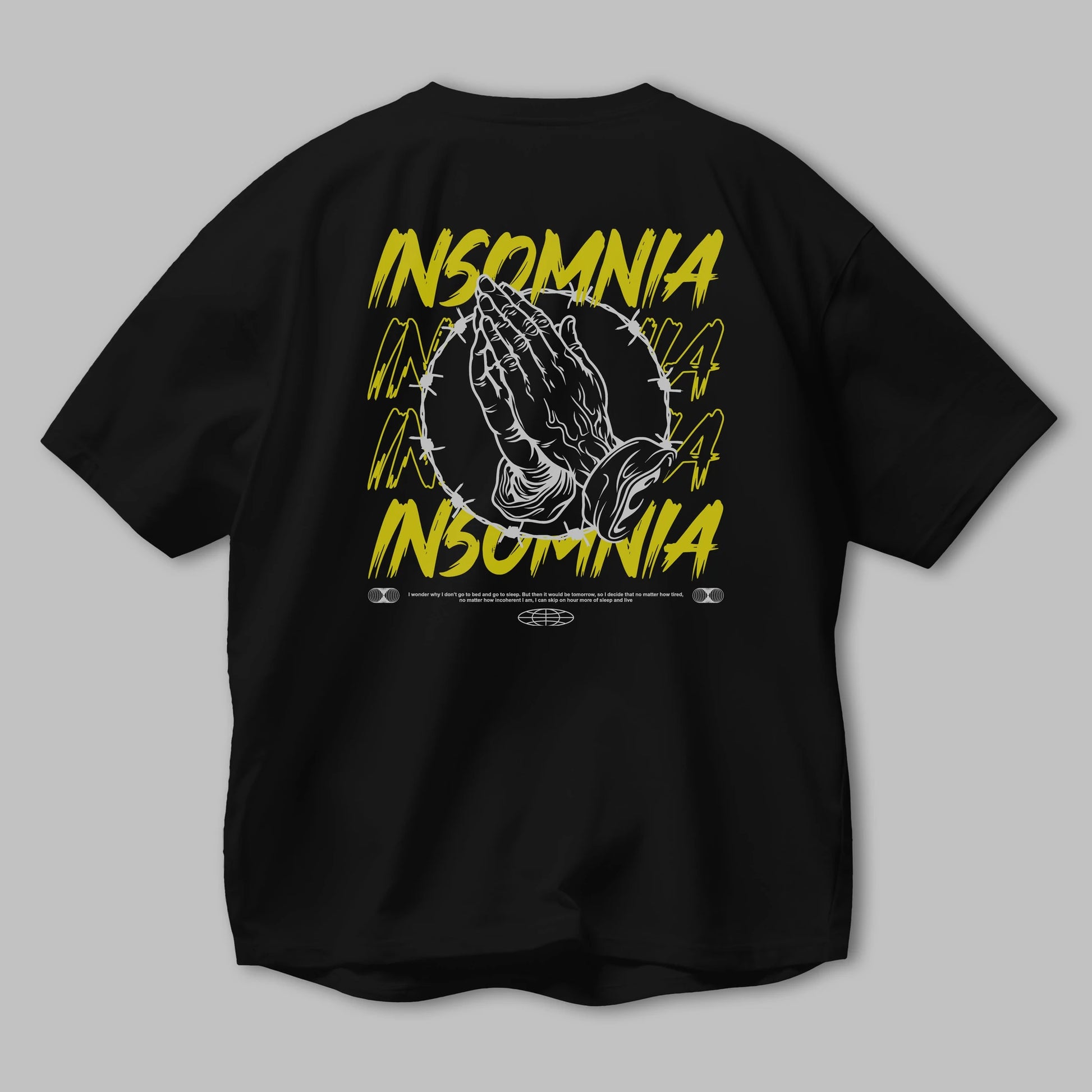 Insomnia Streetwear Arka Baskılı Oversize t-shirt Erkek Kadın Unisex