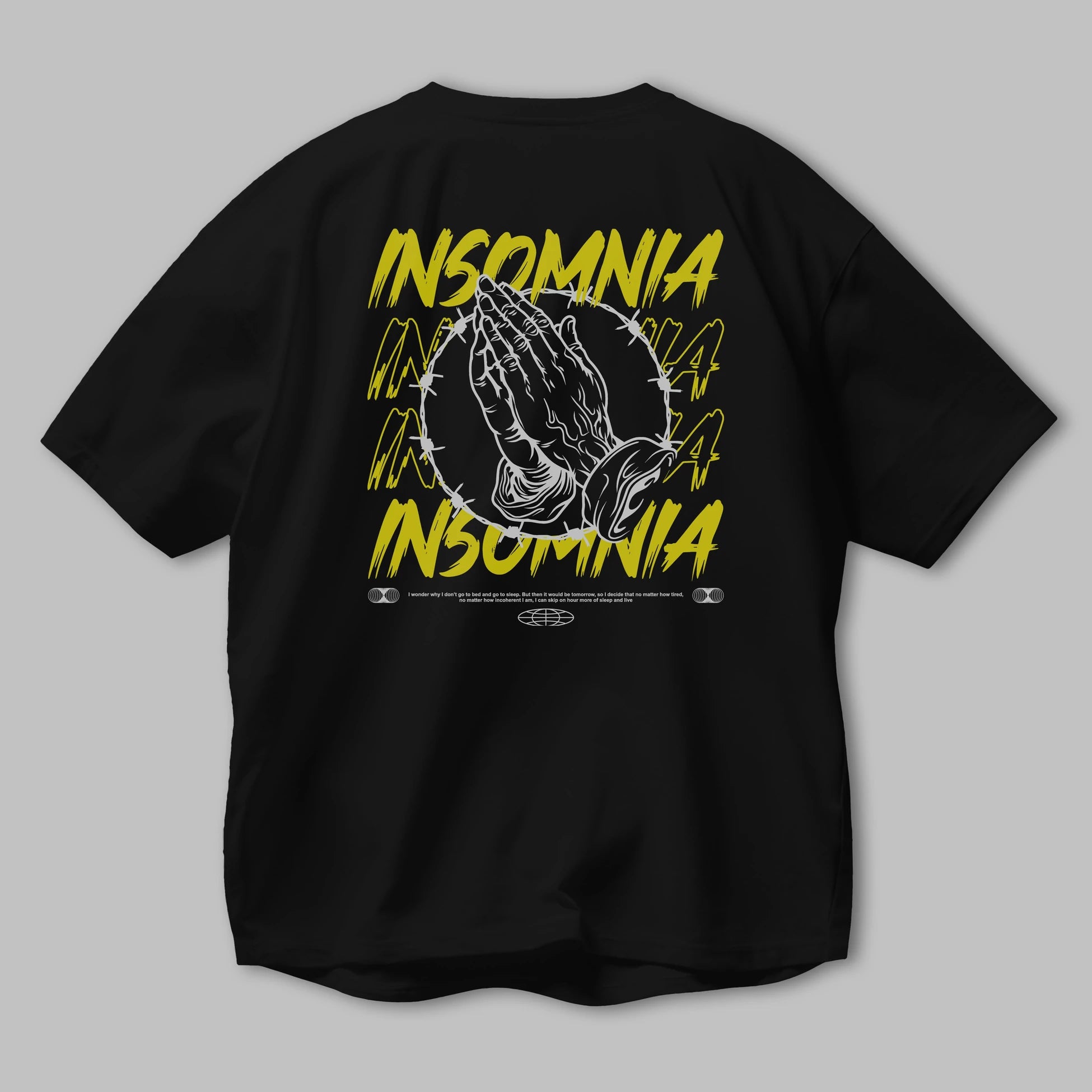 Insomnia Streetwear Arka Baskılı Oversize t-shirt Erkek Kadın Unisex
