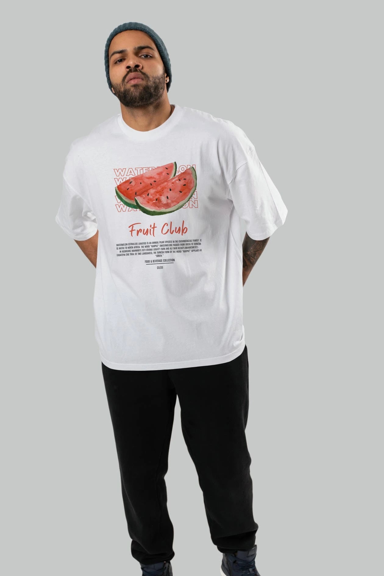 Watermelon Ön Baskılı Oversize t-shirt Erkek Kadın Pamuk Bisiklet Yaka tişort